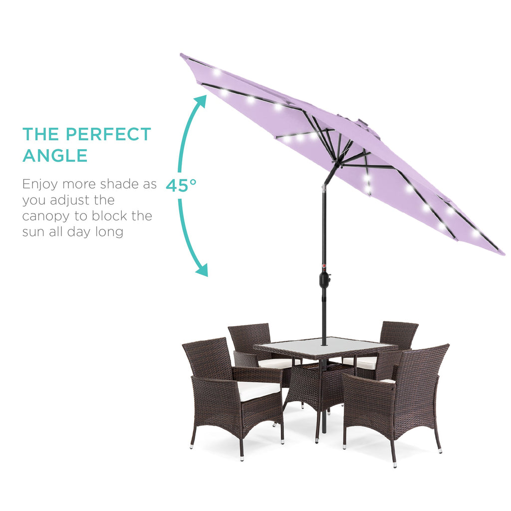 Solar LED Lighted Patio Umbrella w/ Tilt Adjustment, UV-Resistant - 10ft