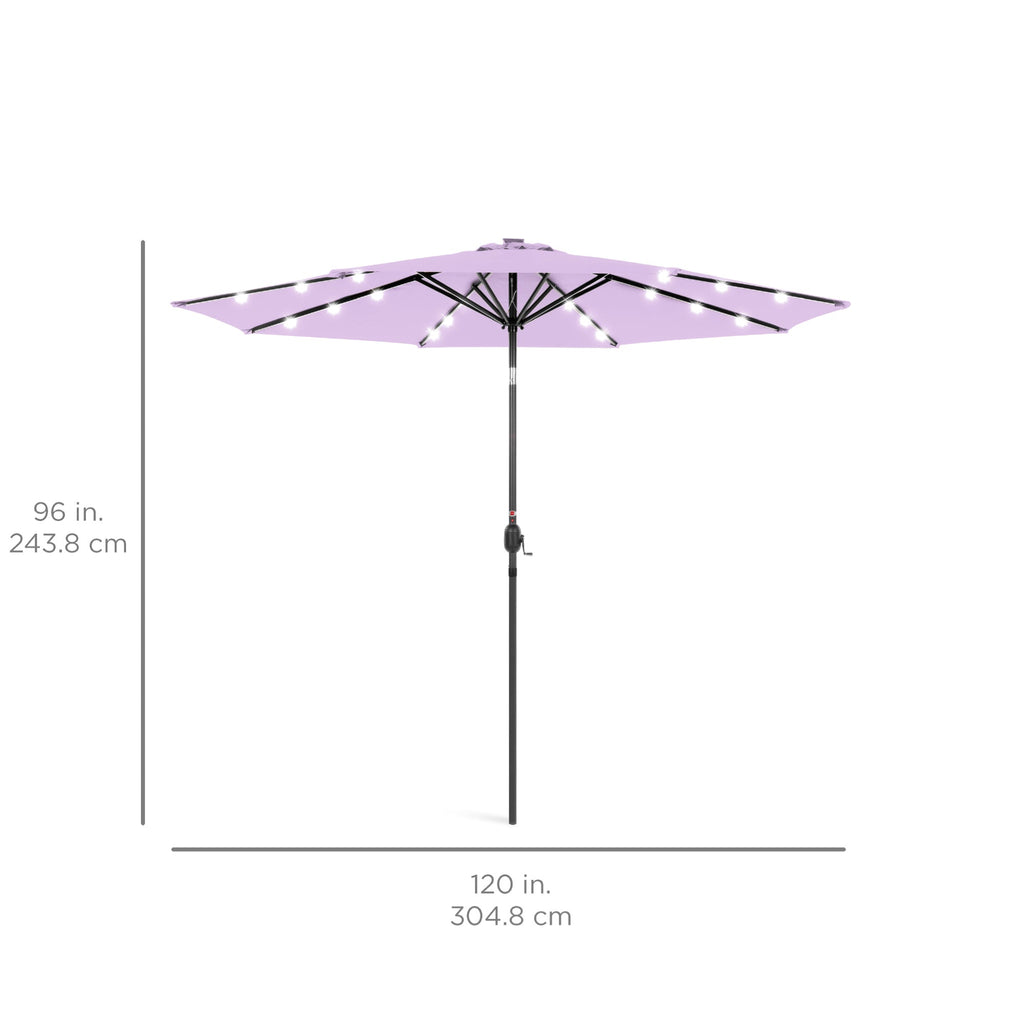 Solar LED Lighted Patio Umbrella w/ Tilt Adjustment, UV-Resistant - 10ft