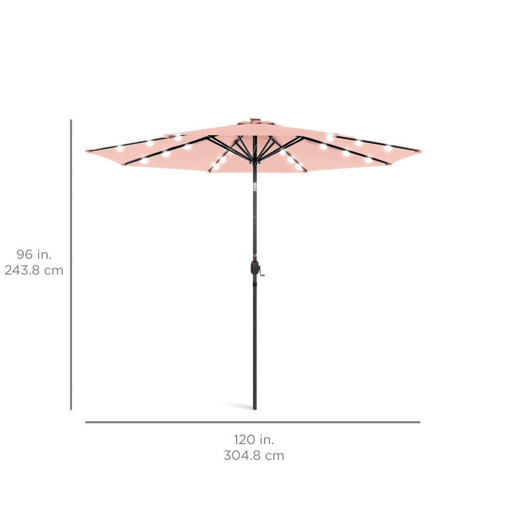 Solar LED Lighted Patio Umbrella w/ Tilt Adjustment, UV-Resistant - 10ft