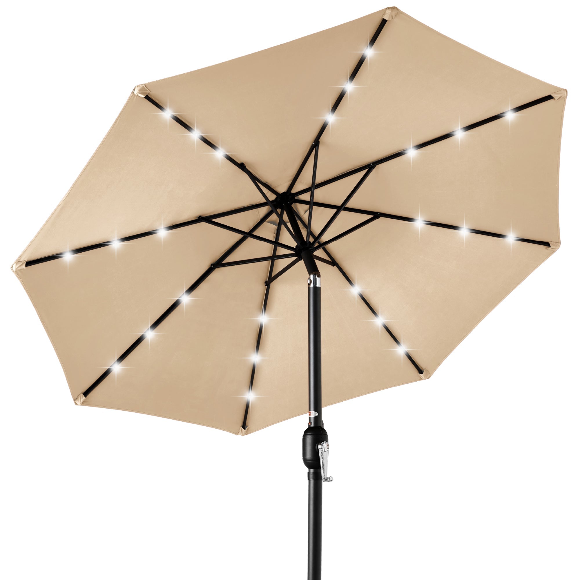 Solar LED Lighted Patio Umbrella w/ Tilt Adjustment, UV-Resistant - 10ft