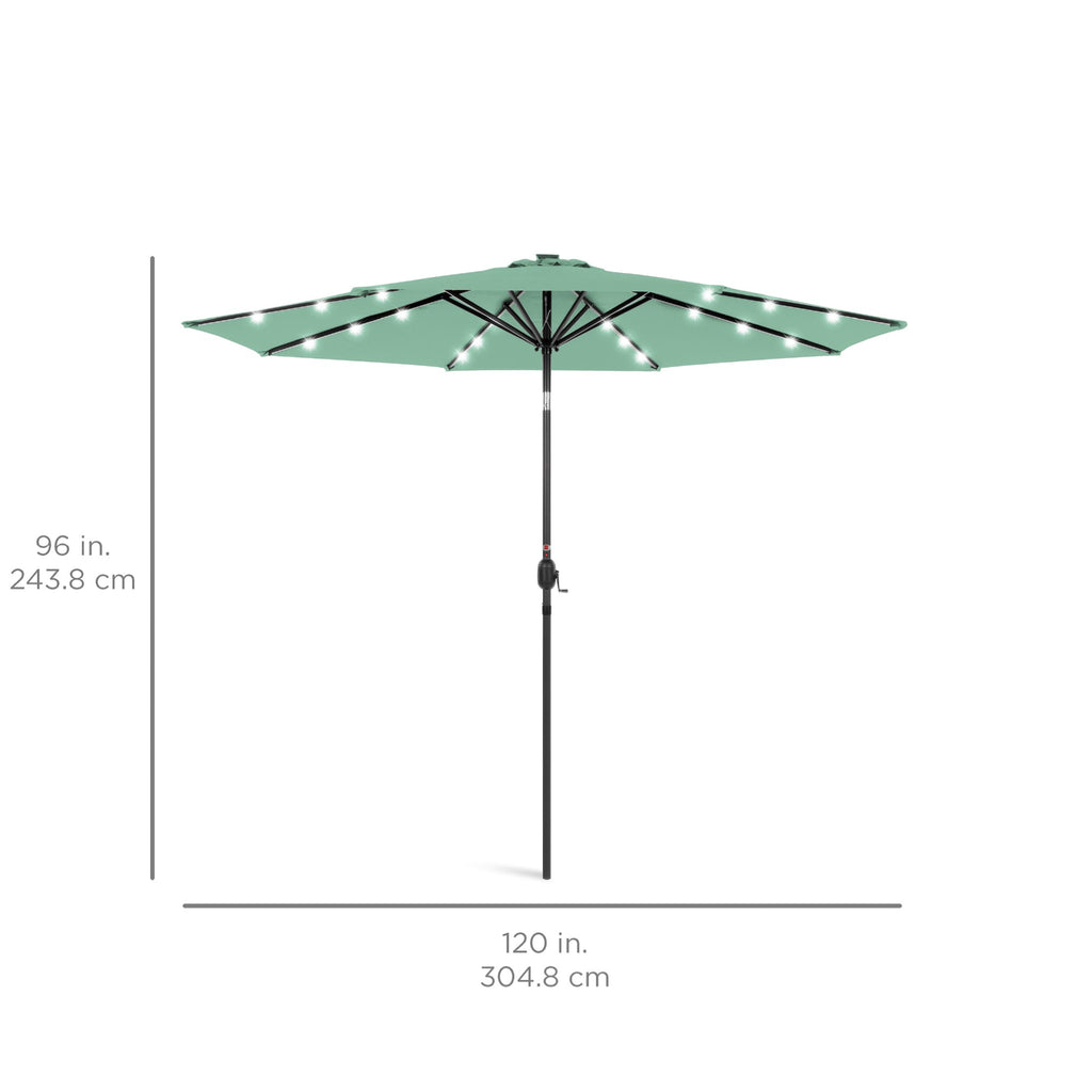Solar LED Lighted Patio Umbrella w/ Tilt Adjustment, UV-Resistant - 10ft