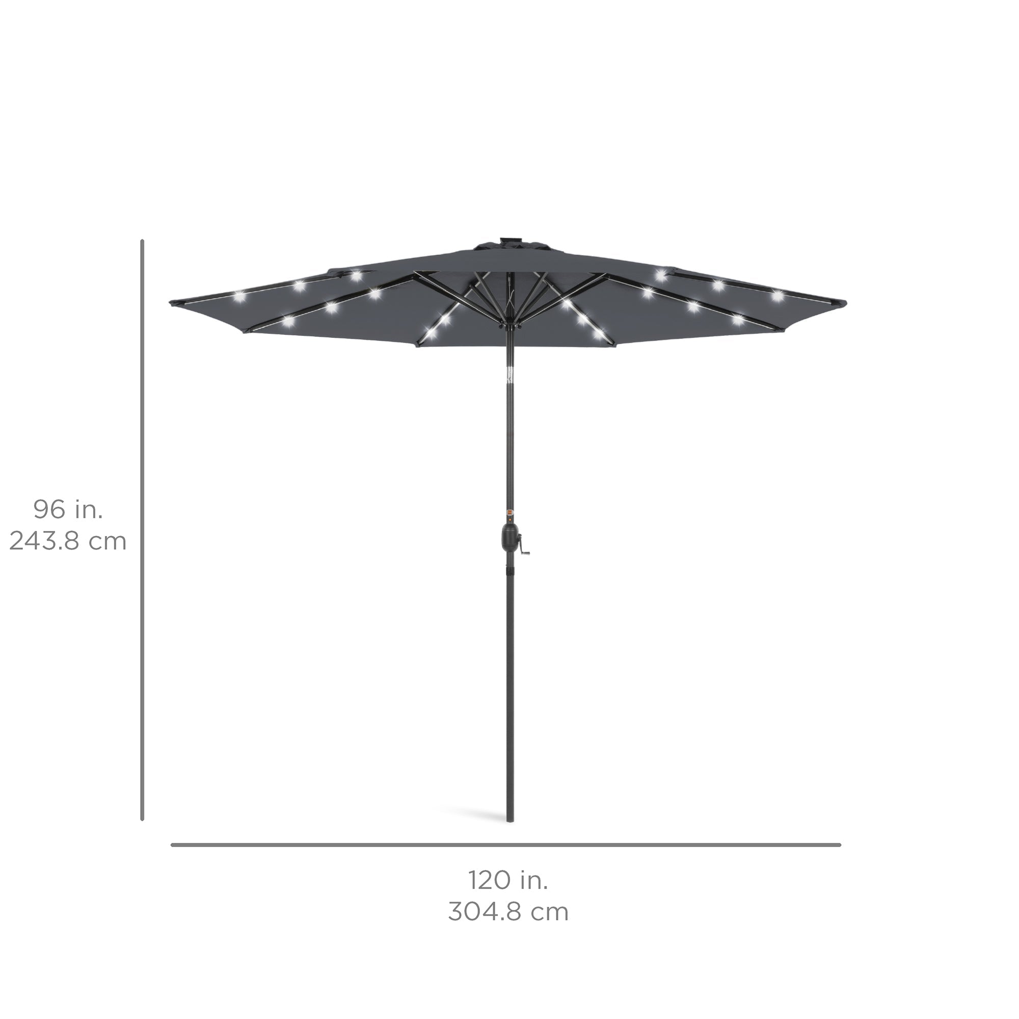 Solar LED Lighted Patio Umbrella w/ Tilt Adjustment, UV-Resistant - 10ft
