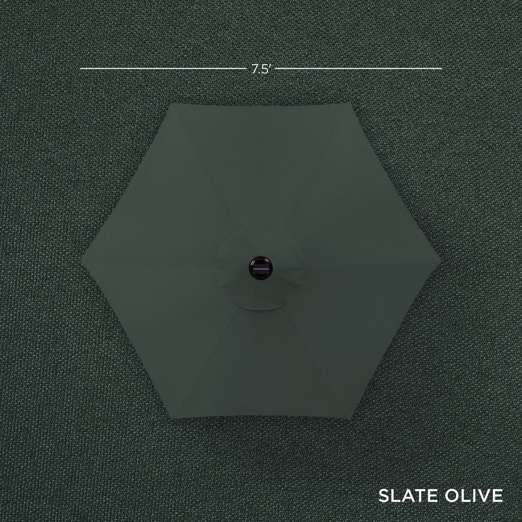 Outdoor Solar Patio Umbrella w/ Push Button Tilt, Crank Lift - 7.5ft