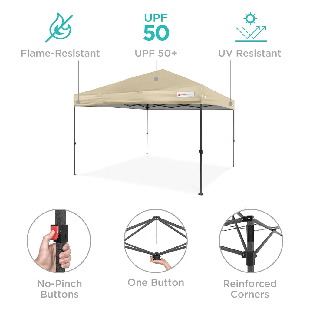 One-Person Setup Instant Pop Up Canopy w/ Case, 4 Weight Bags - 8x8ft
