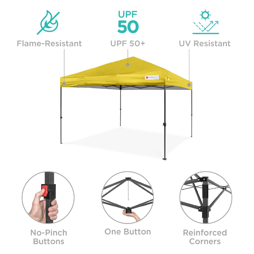 One-Person Setup Instant Pop Up Canopy w/ Case, 4 Weight Bags - 10x10ft