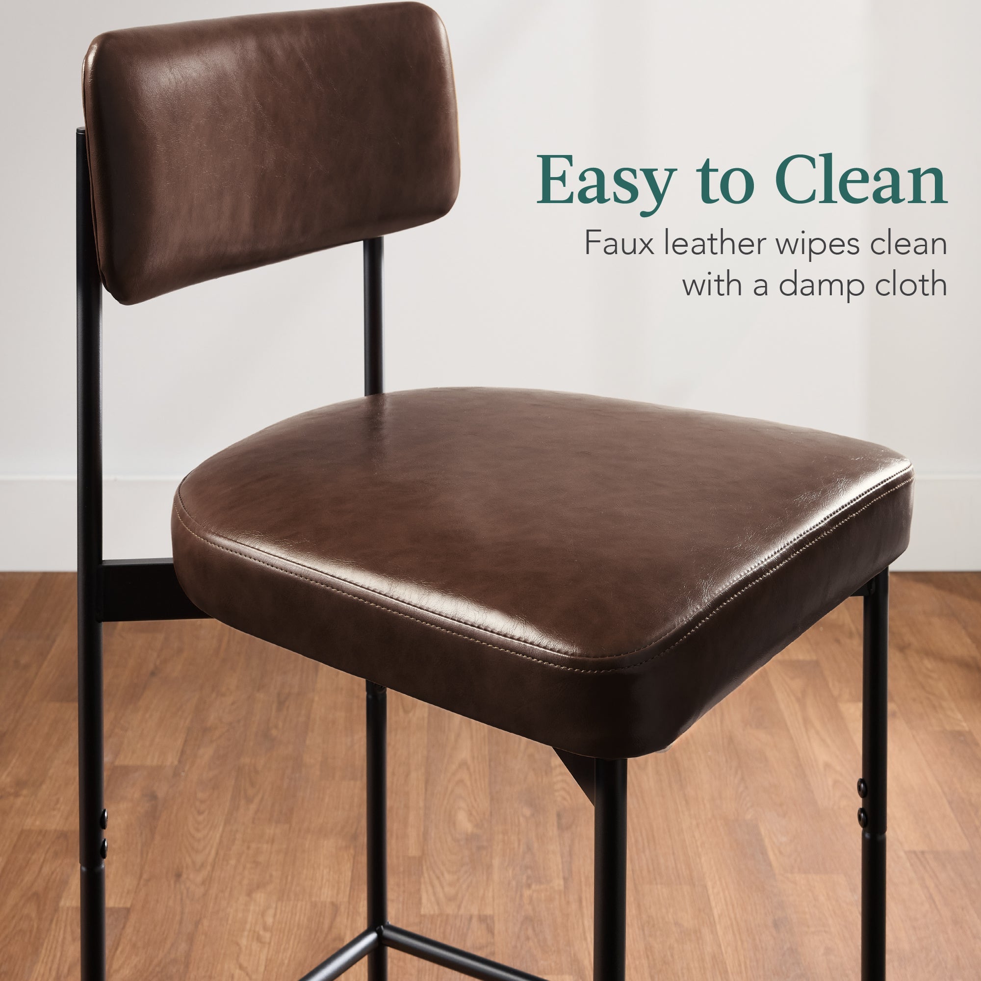 Set of 3 Armless Counter Height Bar Stools, Modern PU Faux Leather Stools