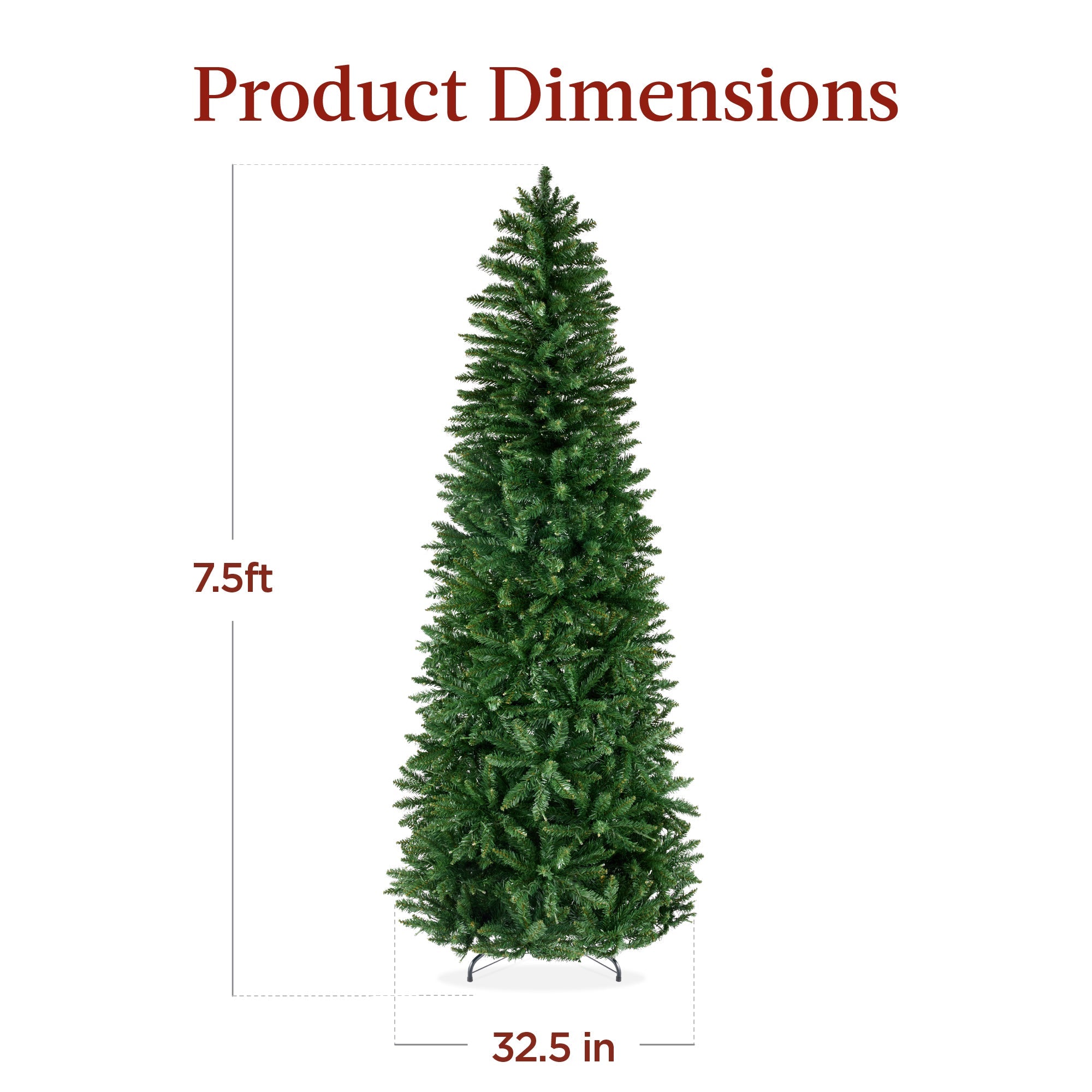 Unlit Spruce Pencil Christmas Tree w/ Folding Metal Base