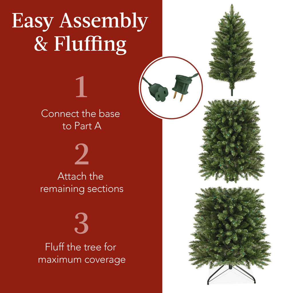 Prelit Spruce Pencil Christmas Tree w/ 2-In-1 LED Lights