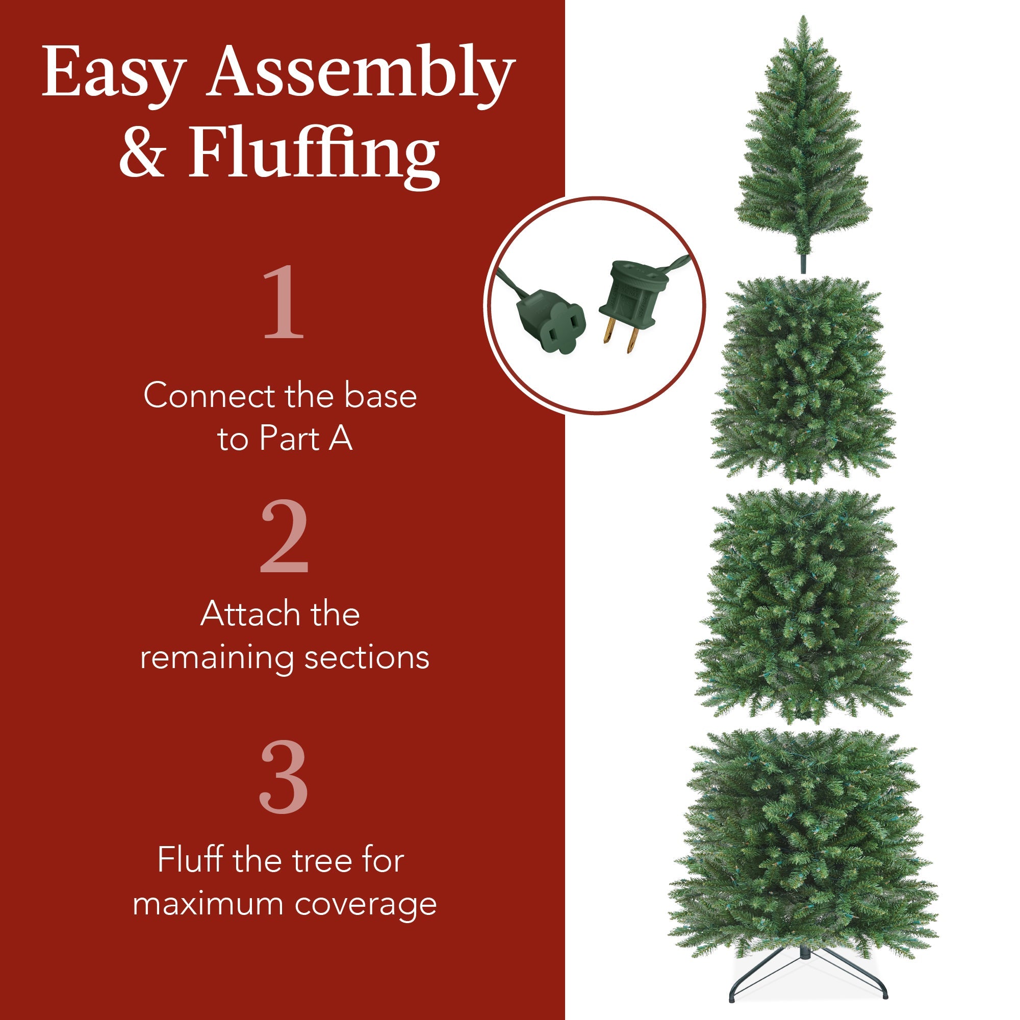 Prelit Spruce Pencil Christmas Tree w/ 2-In-1 LED Lights