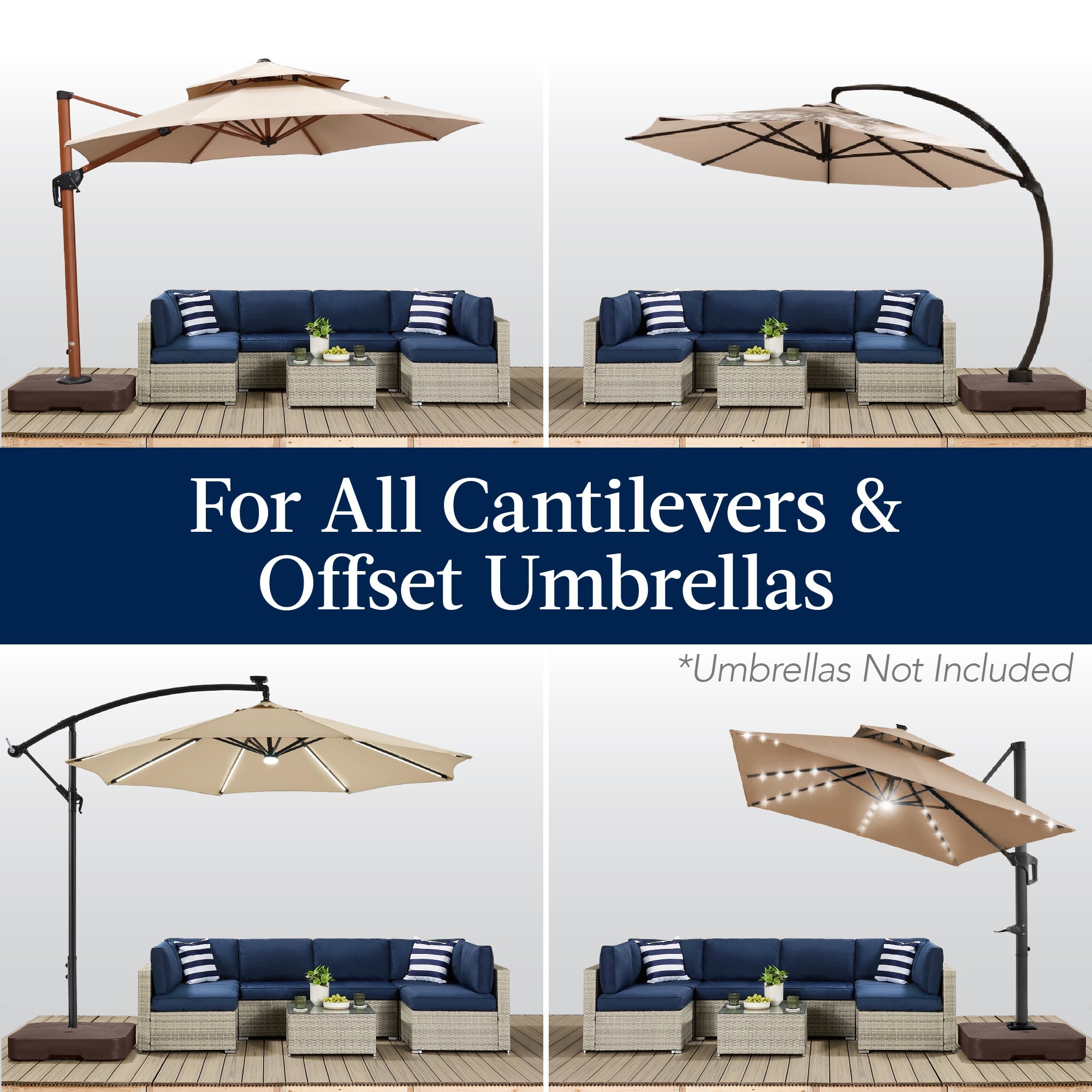 Fillable Heavy-Duty Cantilever Umbrella Base w/ 330lb Capacity