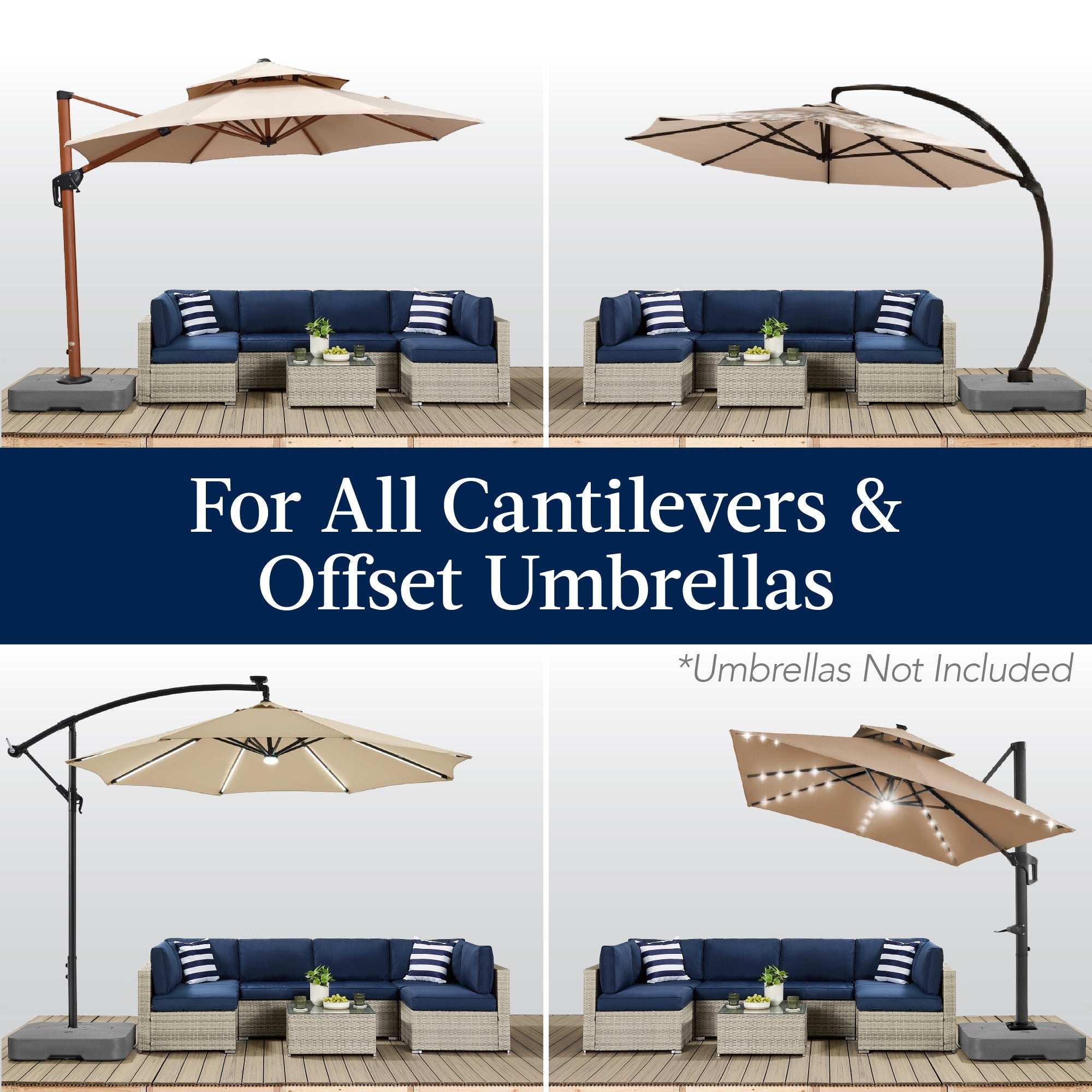 Fillable Heavy-Duty Cantilever Umbrella Base w/ 330lb Capacity