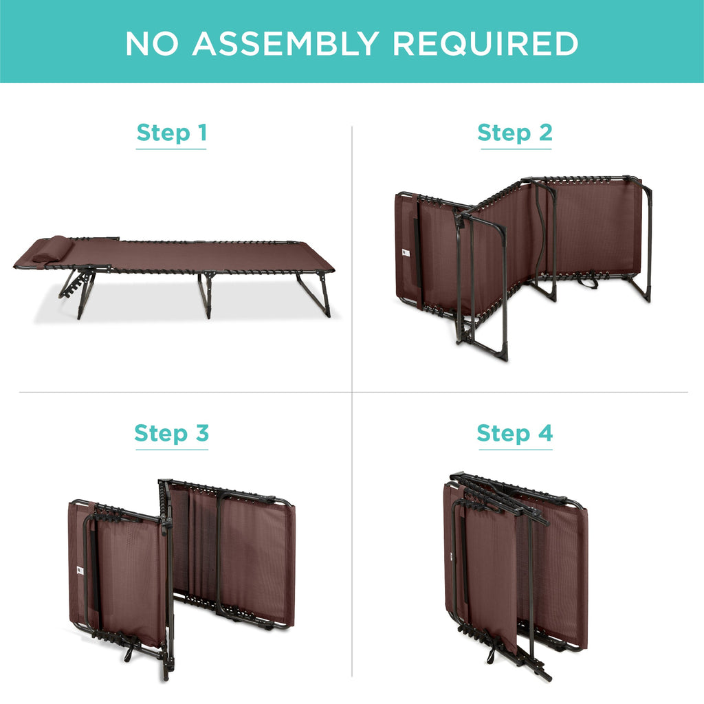 Portable Patio Chaise Lounge Chair Outdoor Recliner w/ Pillow