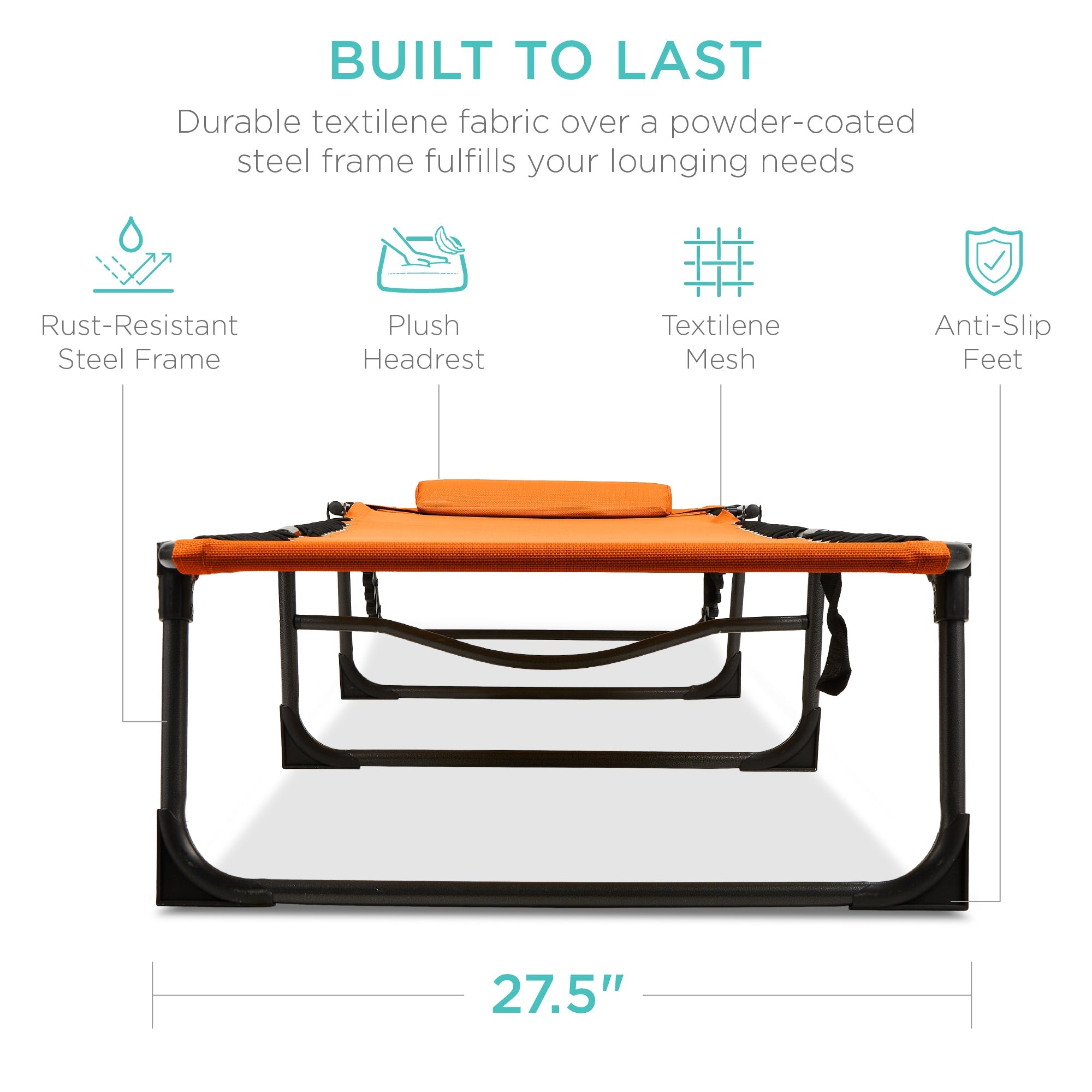 Portable Patio Chaise Lounge Chair Outdoor Recliner w/ Pillow