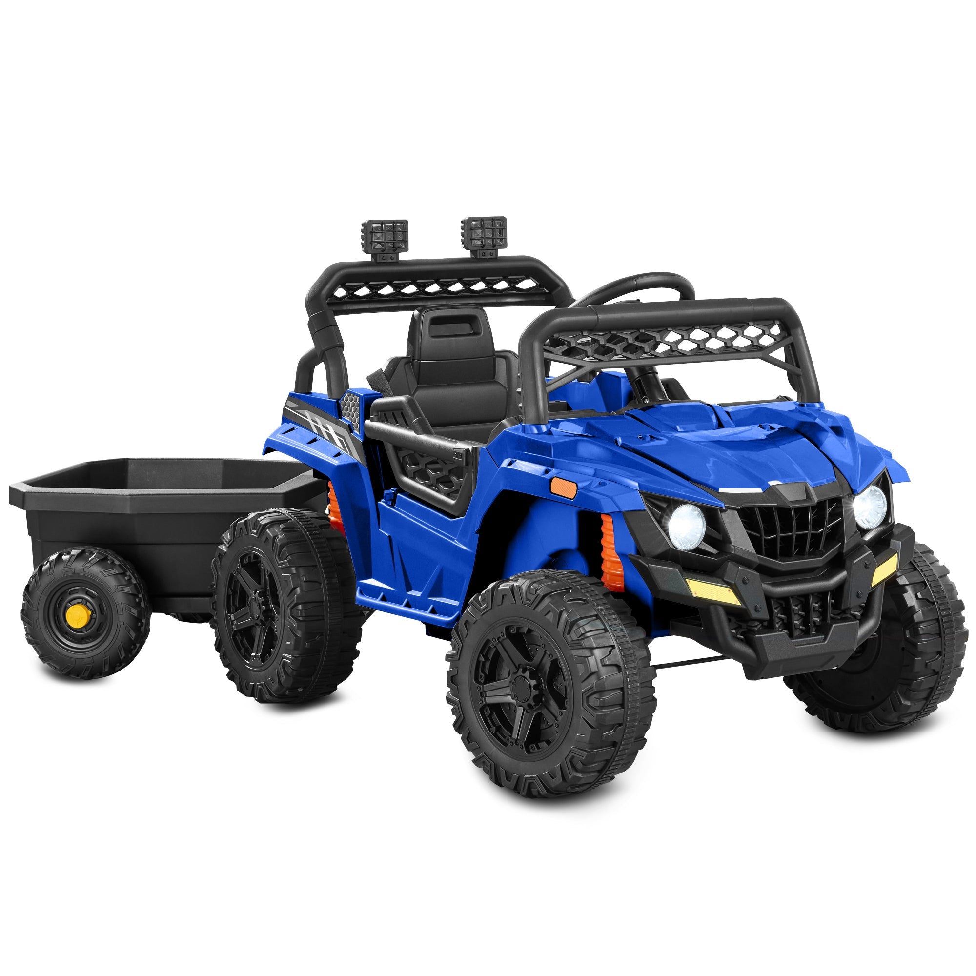 12V Kids Ride-On UTV and Trailer w/Parent Remote Control, LED Lights