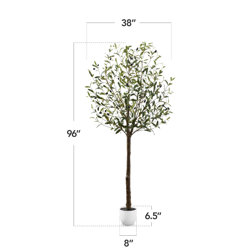 Artificial Olive Tree, Lifelike Faux Tree w/ White Pot, Decorative Olives