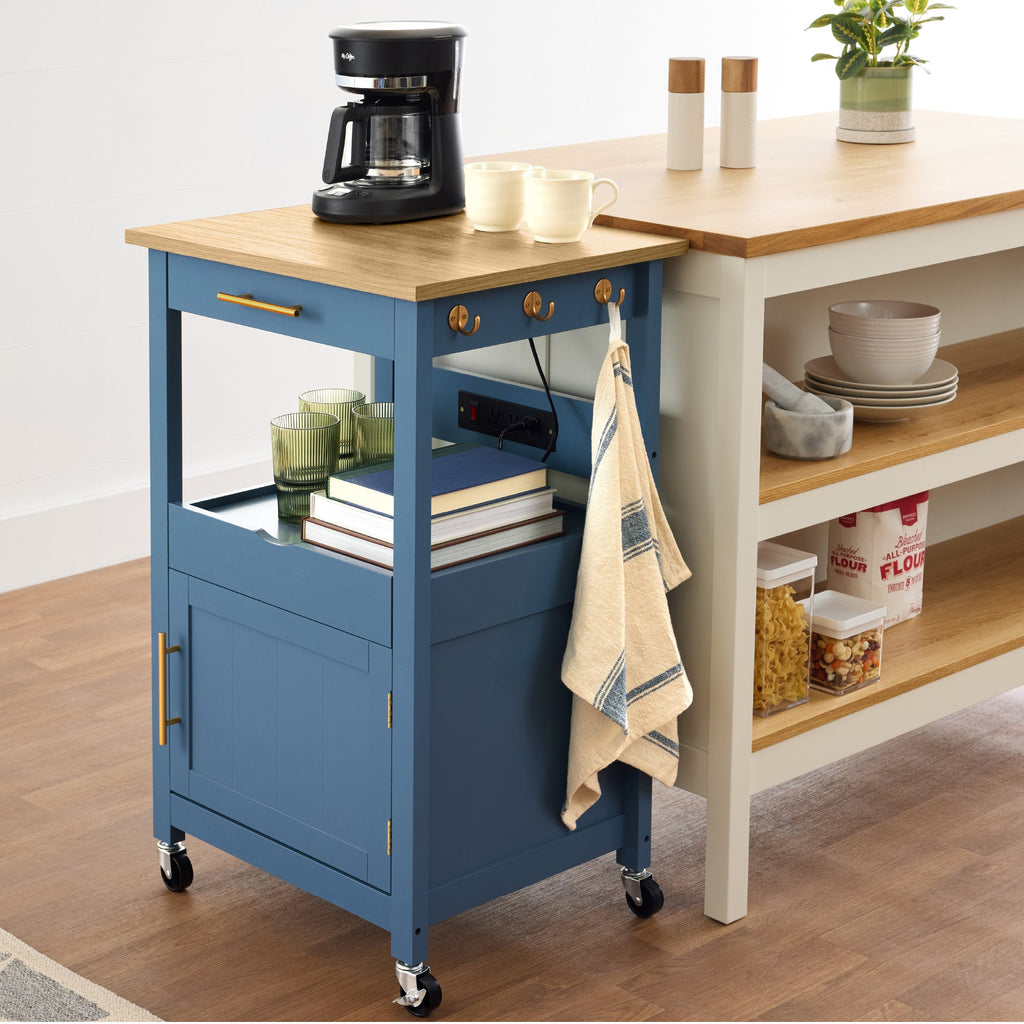 Rolling Kitchen Island Cart, Cabinet w/Drawer, Sliding Tray, Outlet