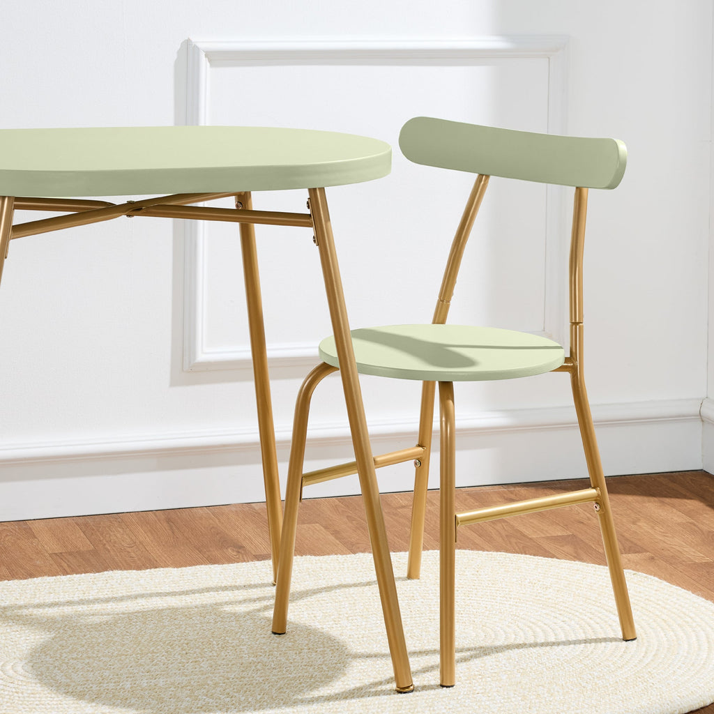 3-Piece Oval Dining Table Set, Small Kitchen Set w/ 2 Chairs