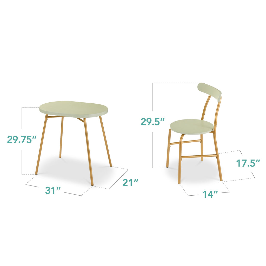 3-Piece Oval Dining Table Set, Small Kitchen Set w/ 2 Chairs