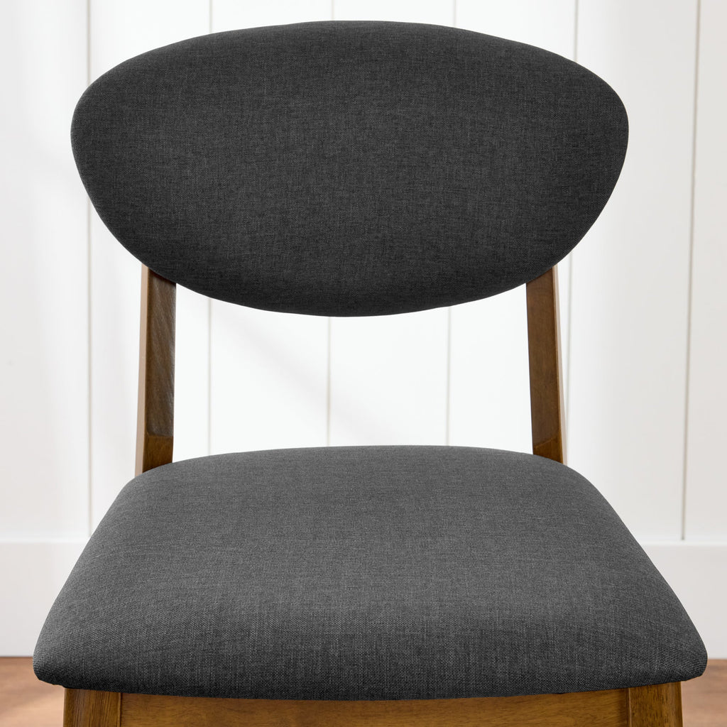 2-Piece Mid-Century Modern Wood & Upholstered Counter Height Bar Stool Set