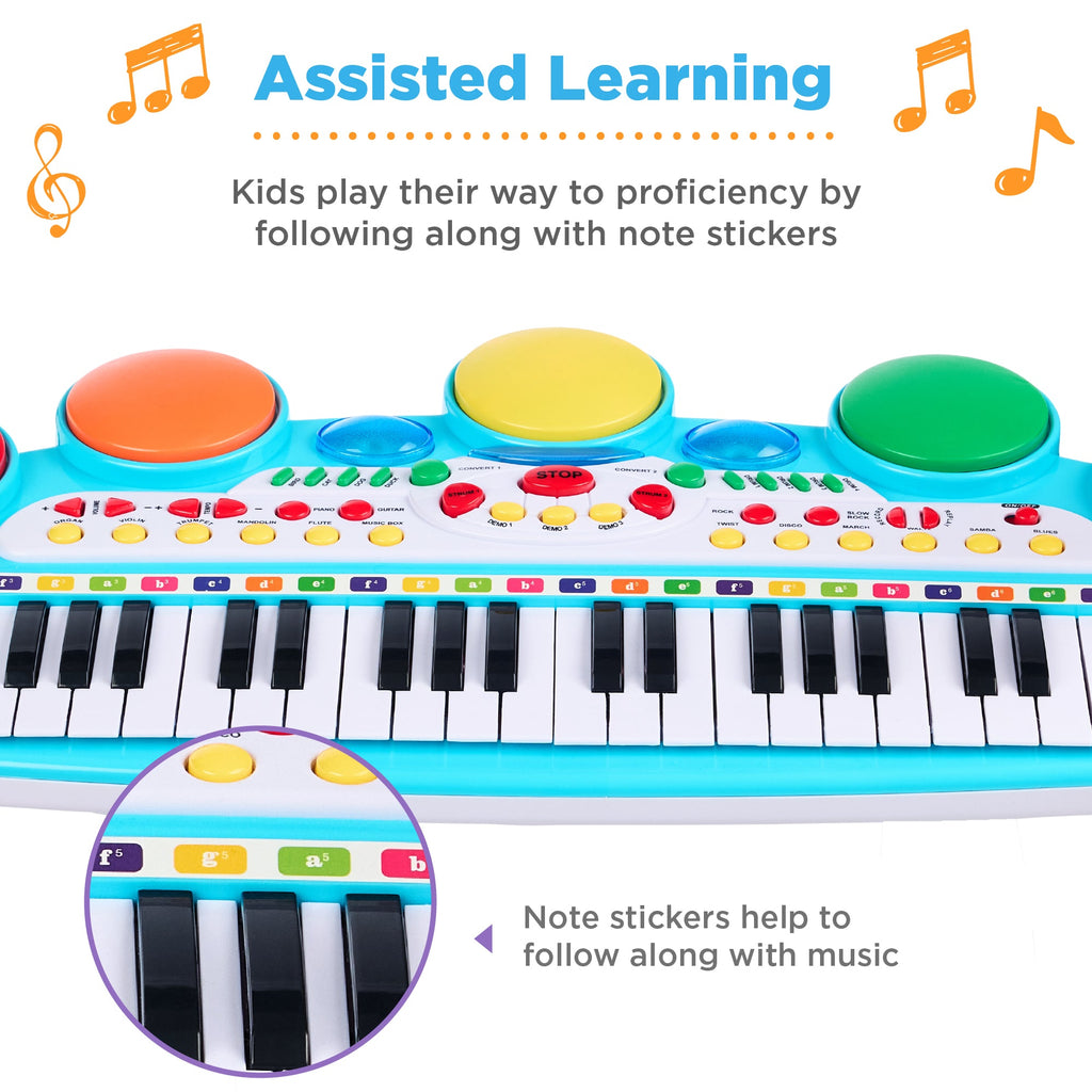 37-Key Kids Electric Keyboard w/ Microphone, Stool