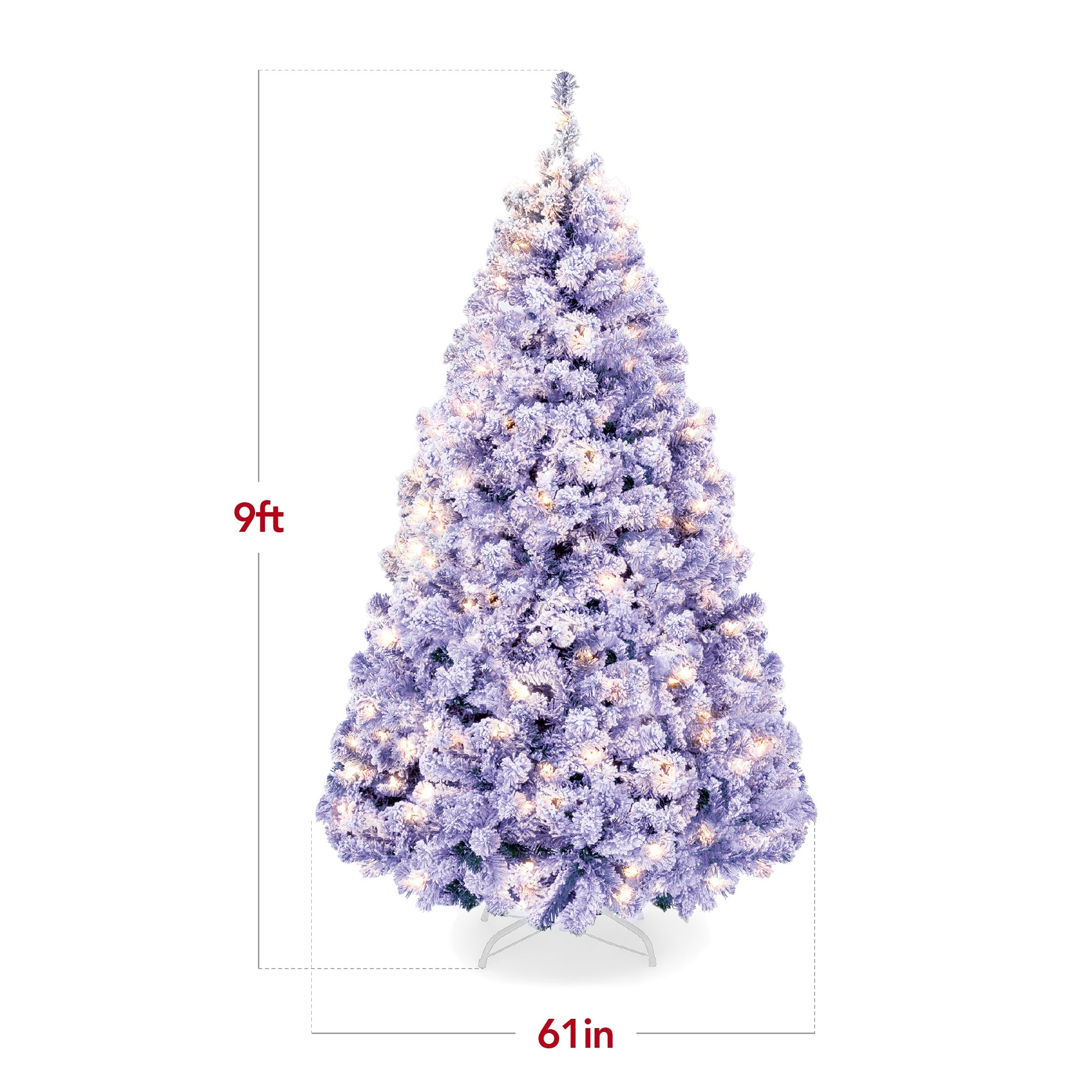 Pre-Lit Lavender Flocked Artificial Pine Christmas Tree w/ White Lights