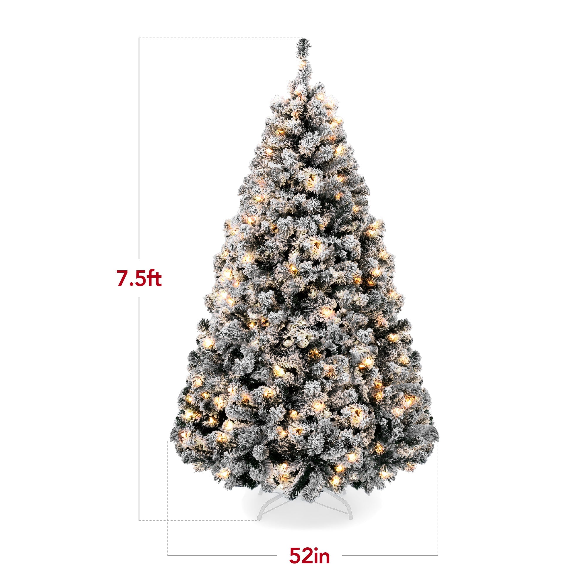 Pre-Lit Black Flocked Artificial Pine Christmas Tree w/ White Lights