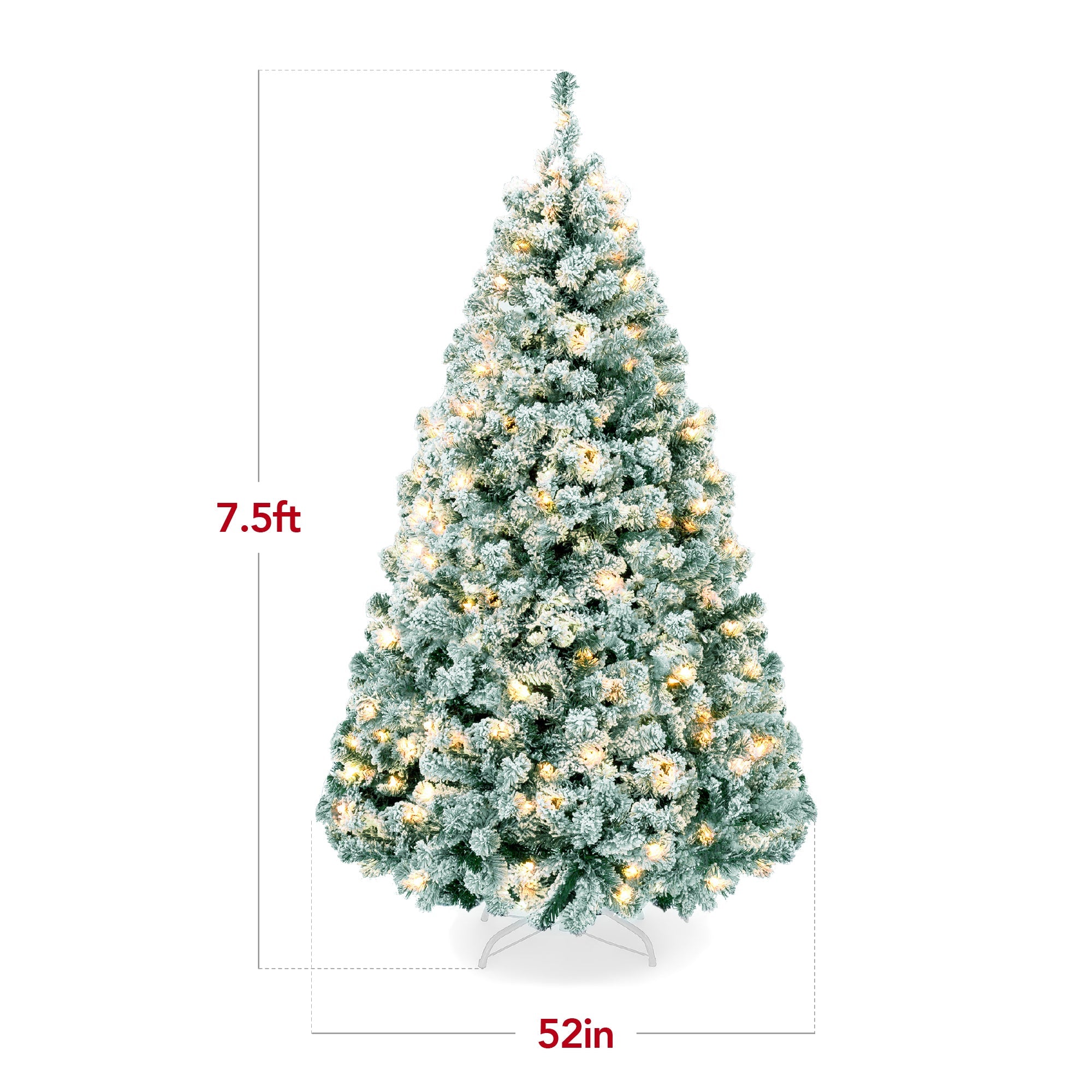 Pre-Lit Sage Green Flocked Artificial Pine Christmas Tree w/ White Lights
