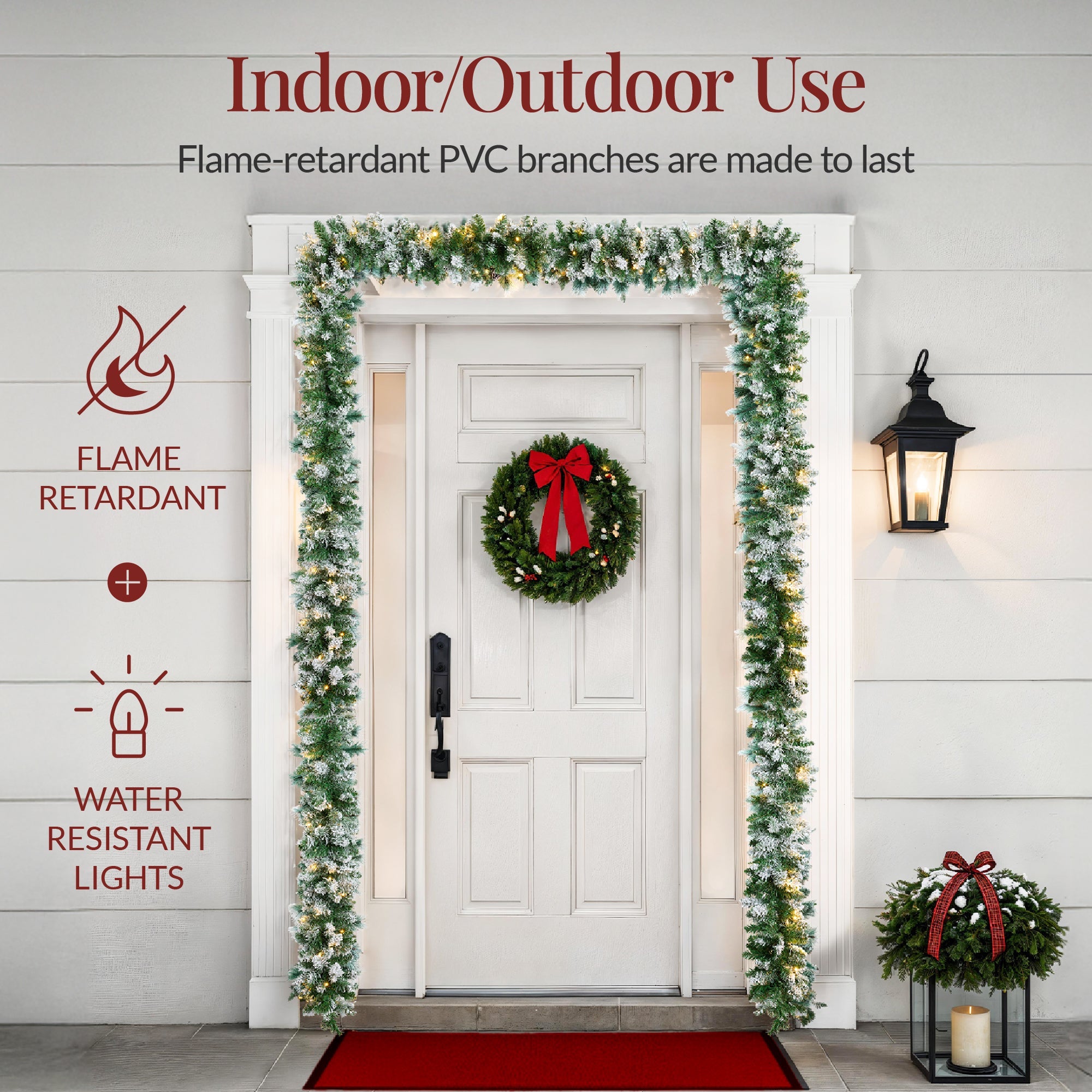 9ft Pre-Lit Christmas Garland w/ 50 Lights, Pine Cones, Berries