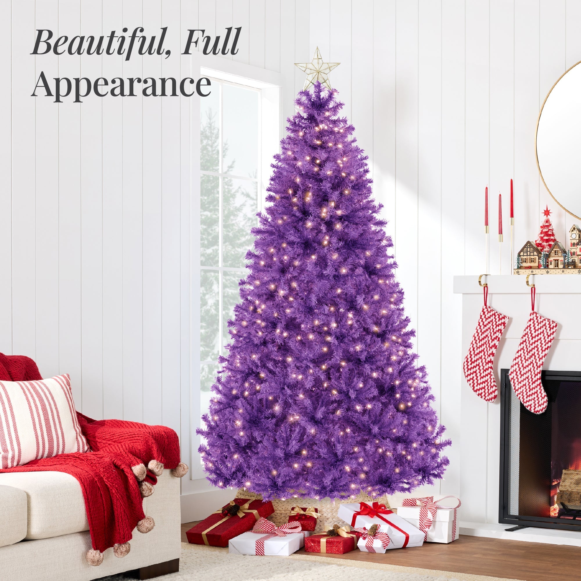 Pre-Lit Artificial Purple Christmas Tree w/ Incandescent Lights
