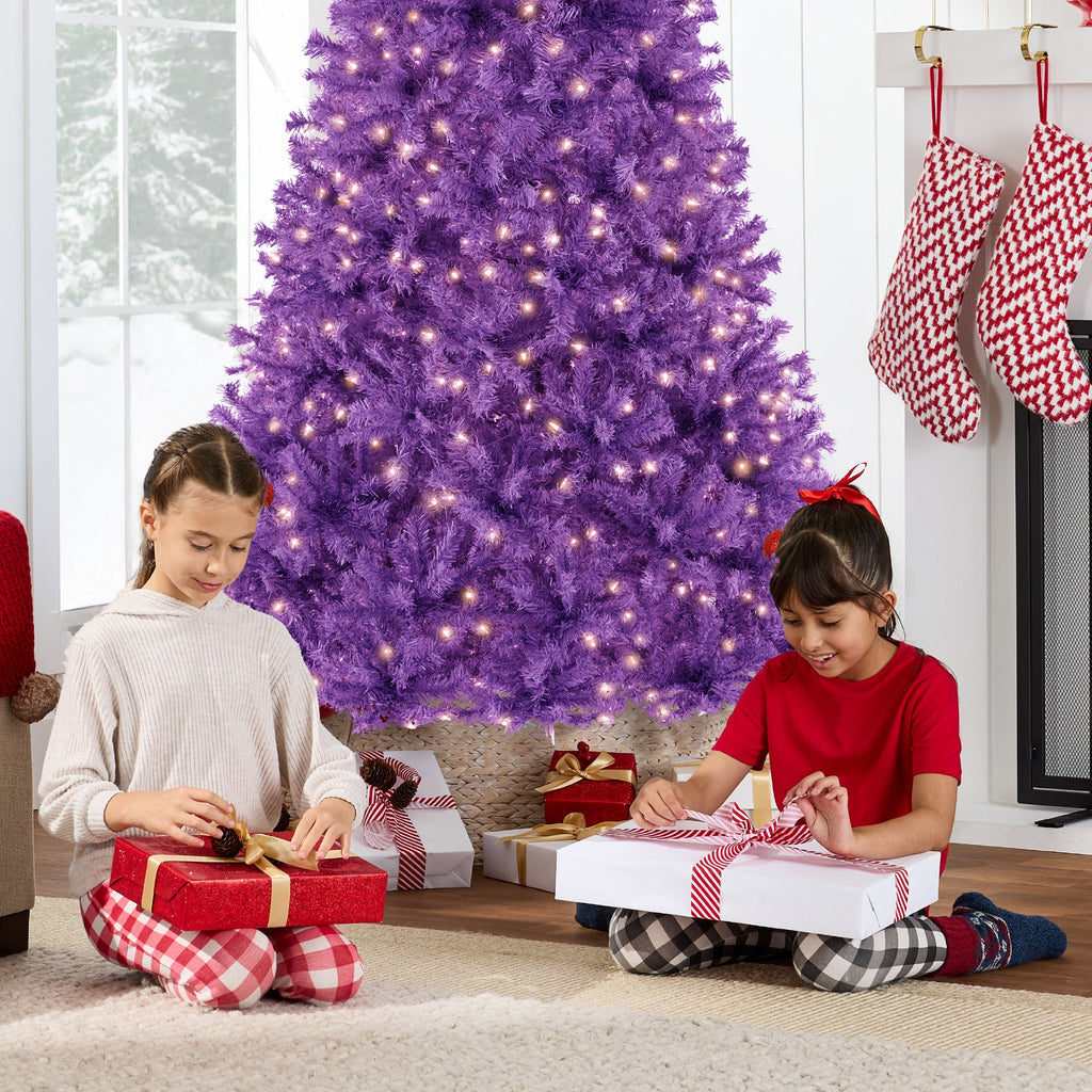 Pre-Lit Artificial Purple Christmas Tree w/ Incandescent Lights