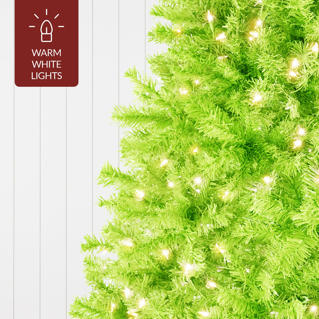 Pre-Lit Artificial Lime Green Christmas Tree w/ Incandescent Lights