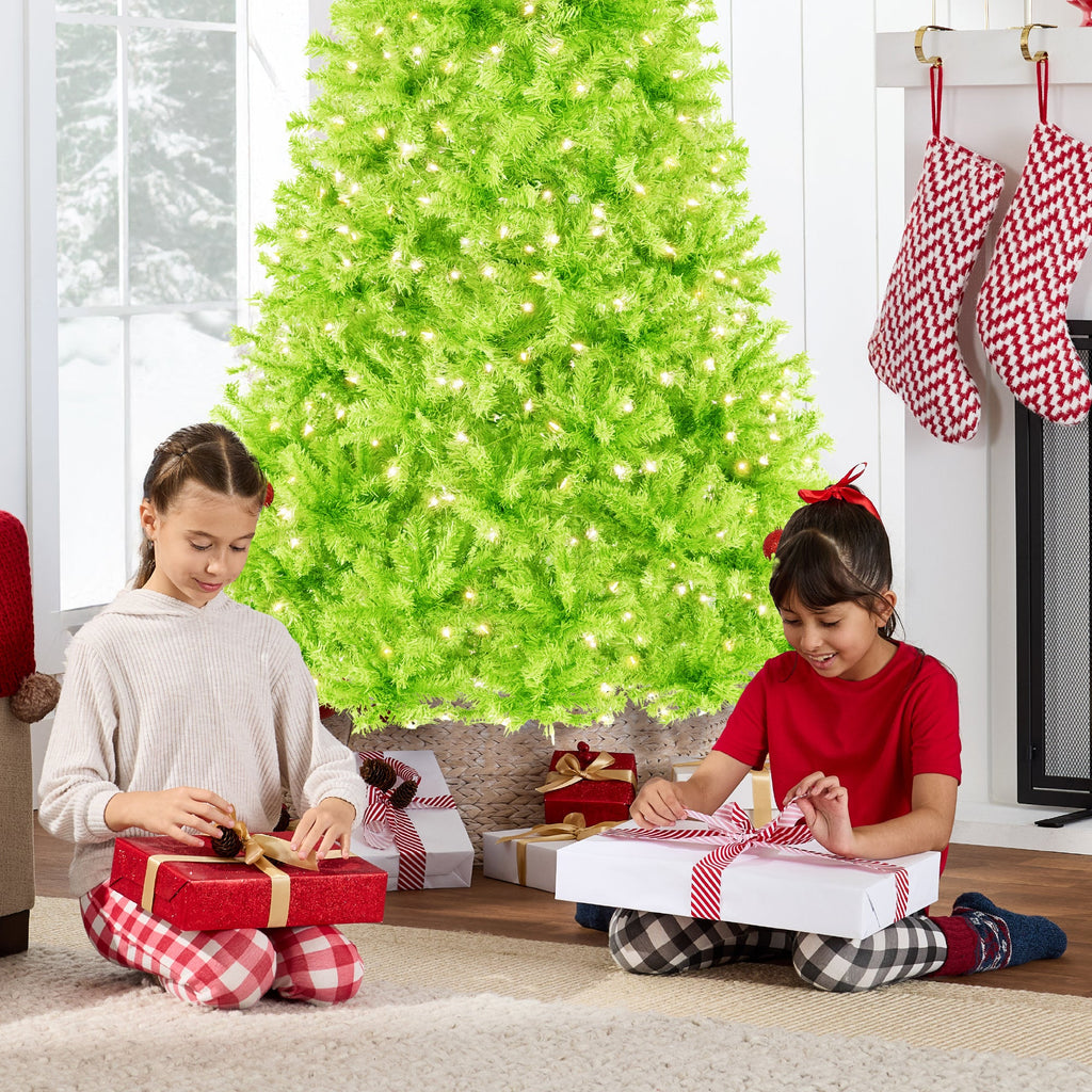 Pre-Lit Artificial Lime Green Christmas Tree w/ Incandescent Lights
