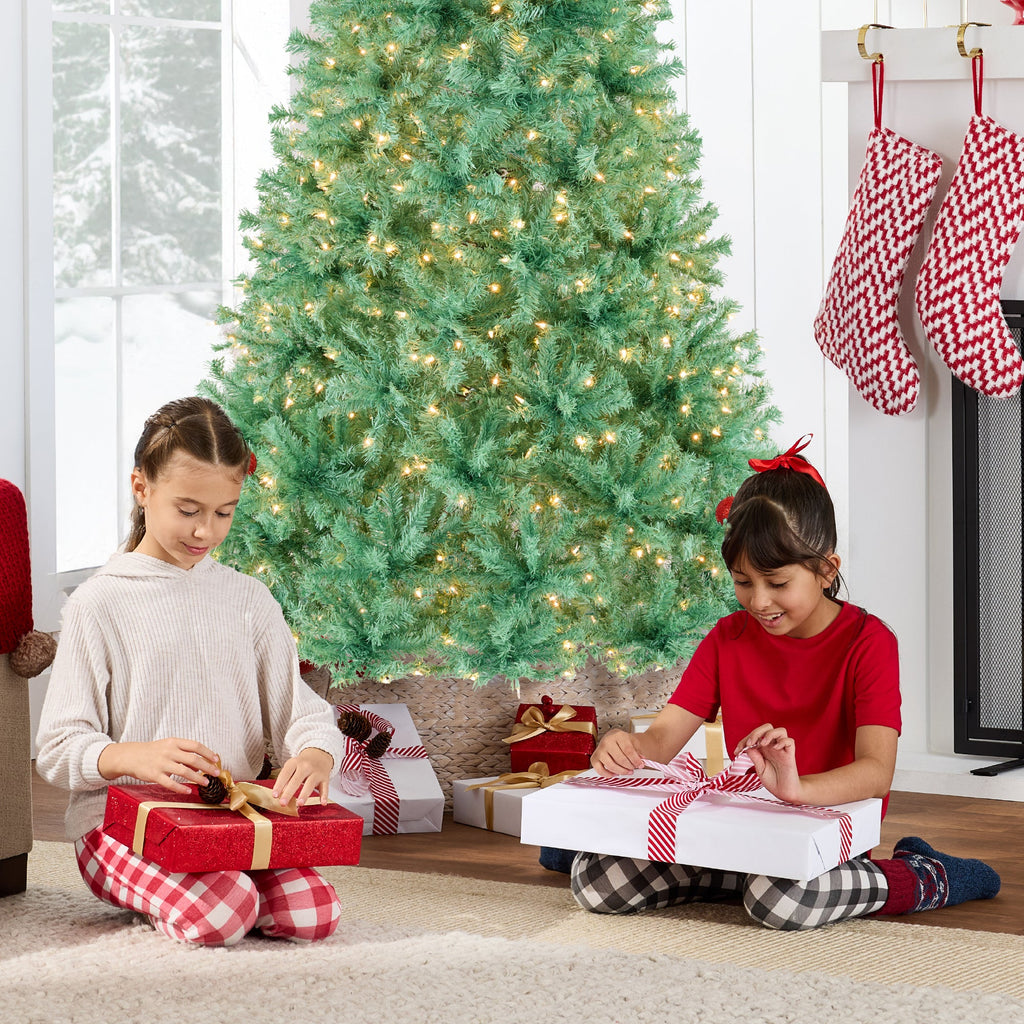 Pre-Lit Artificial Sage Green Christmas Tree w/ Incandescent Lights