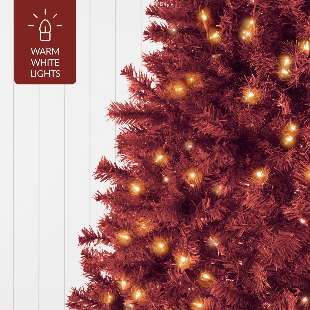 Pre-Lit Artificial Burgundy Christmas Tree w/ Incandescent Lights