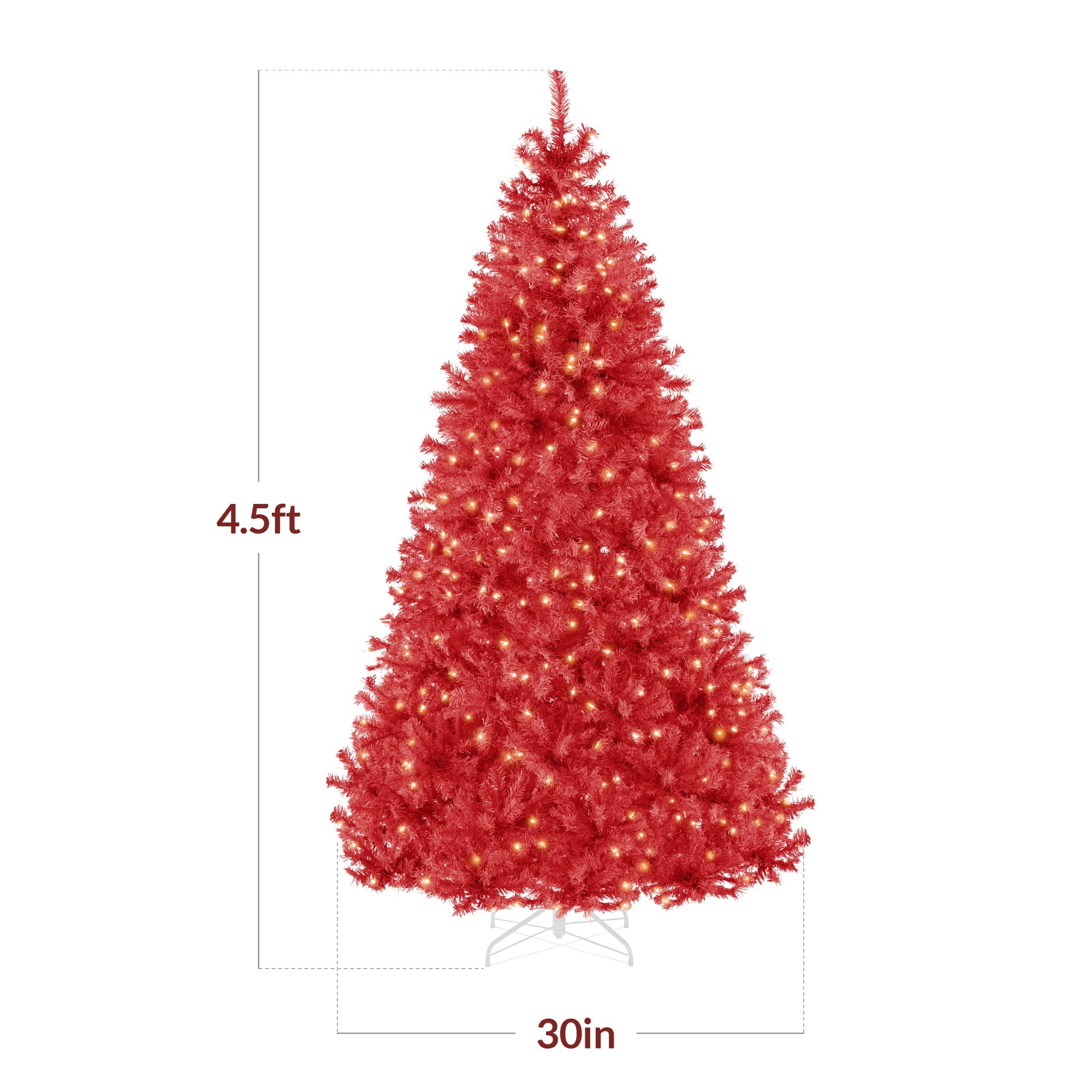 Pre-Lit Artificial Red Christmas Tree w/ Incandescent Lights