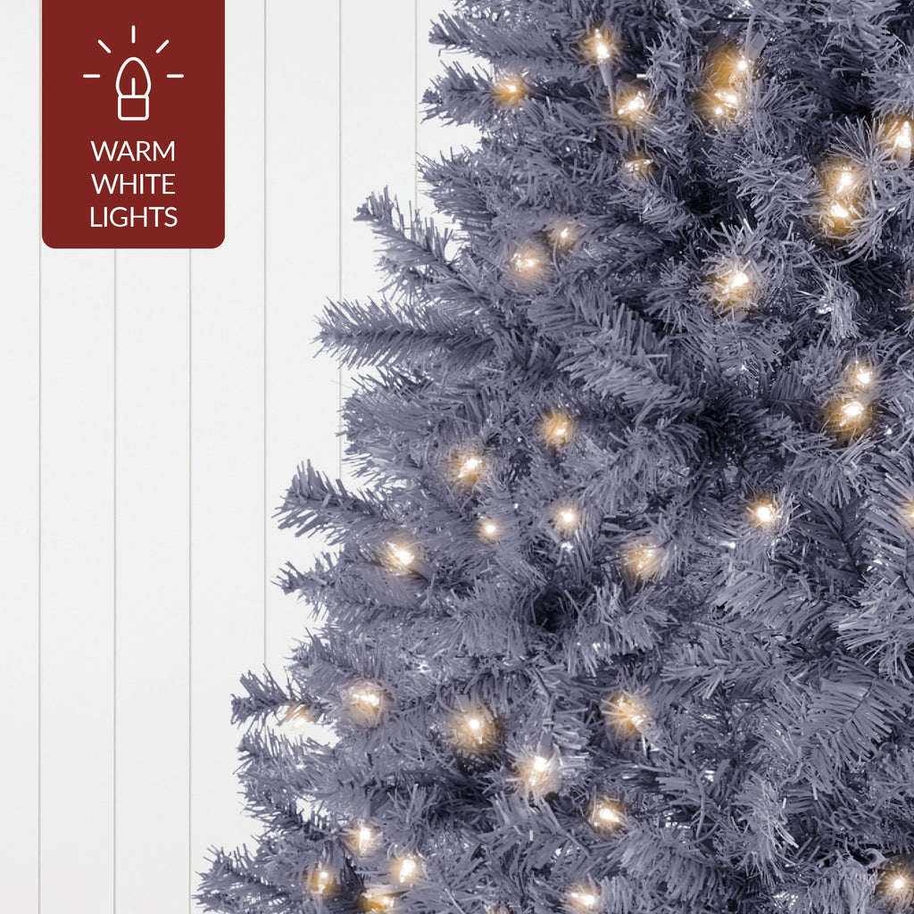Pre-Lit Artificial Charcoal Gray Christmas Tree w/ Incandescent Lights