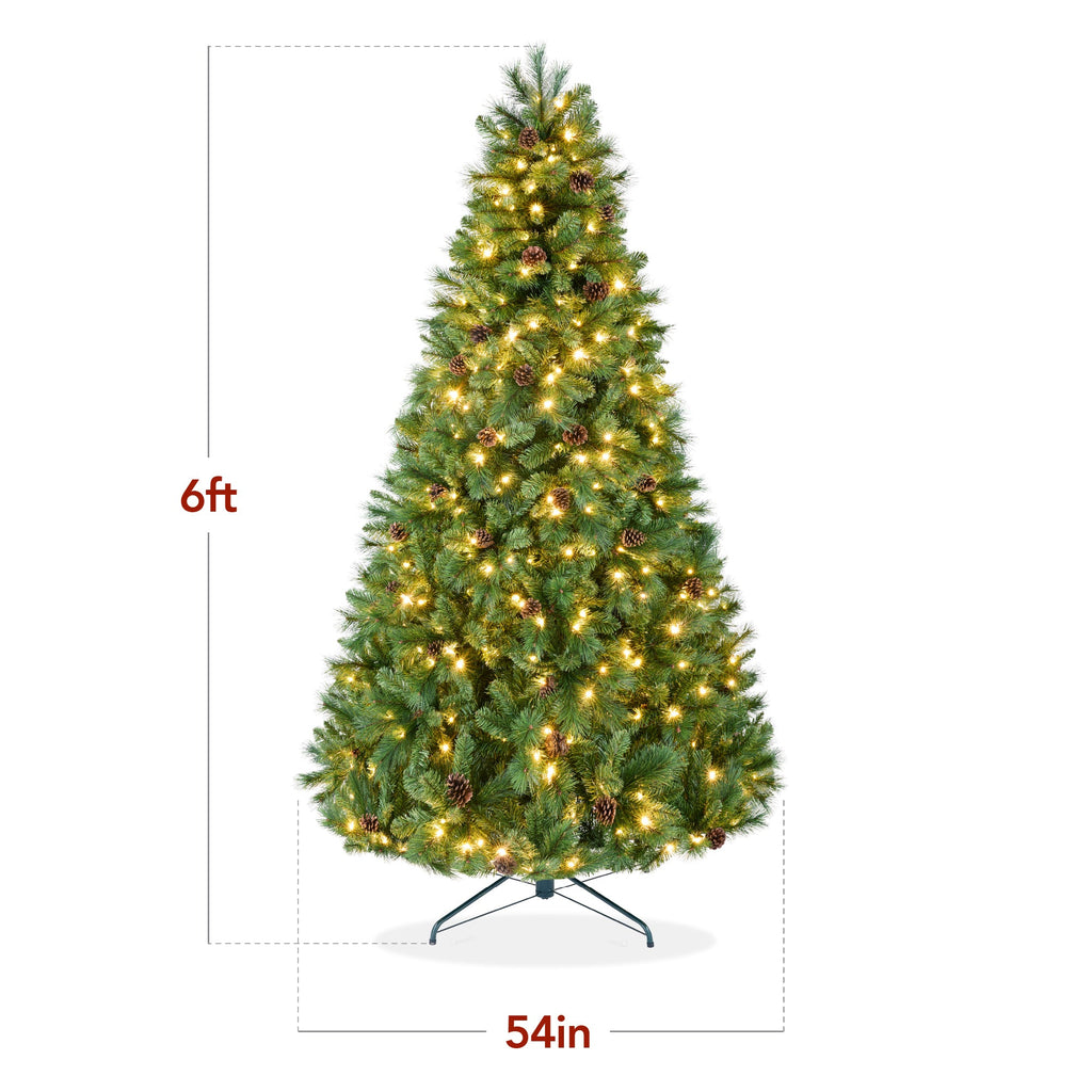 Pre-Lit Artificial Scotch Pine Christmas Tree w/ Metal Stand