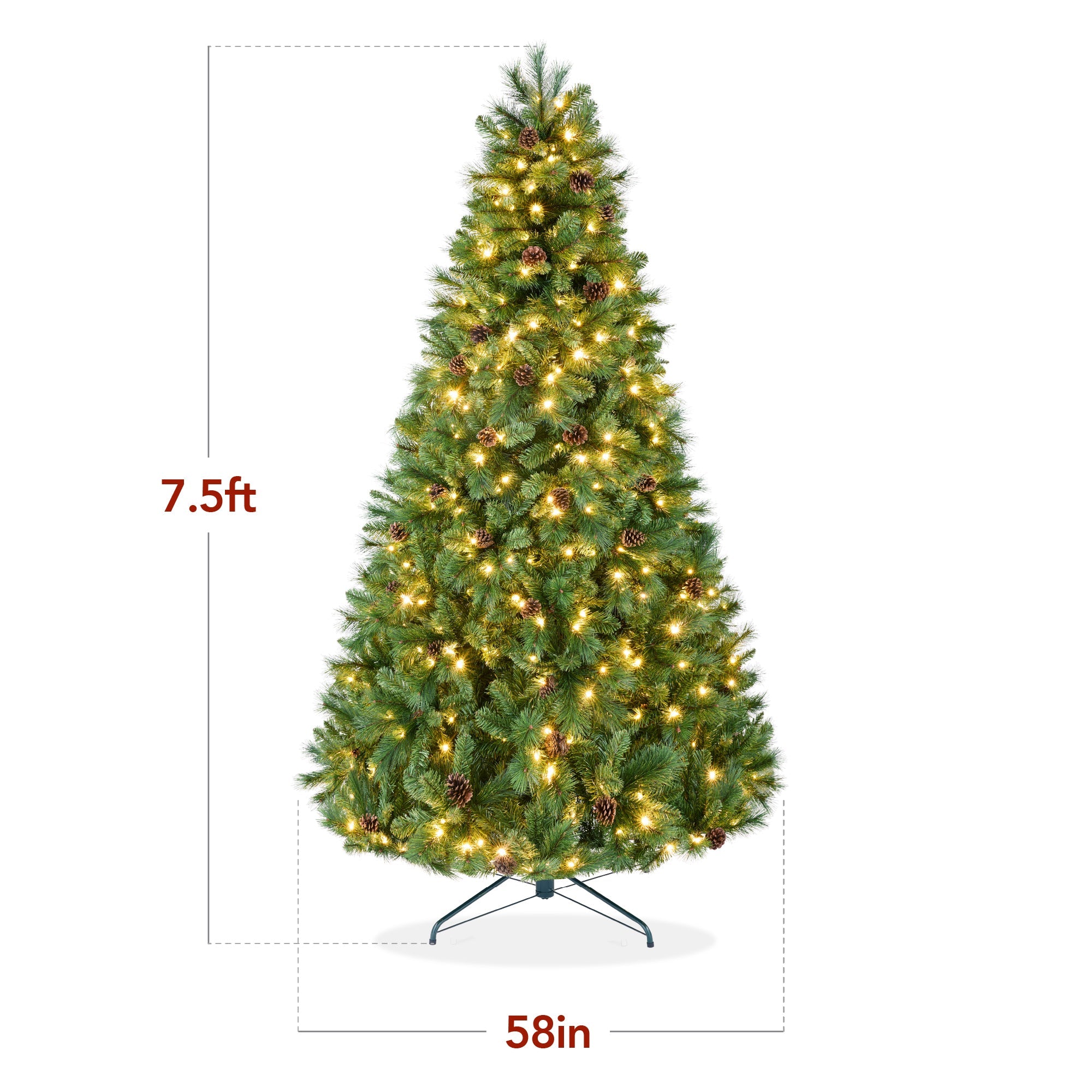 Pre-Lit Artificial Scotch Pine Christmas Tree w/ Metal Stand