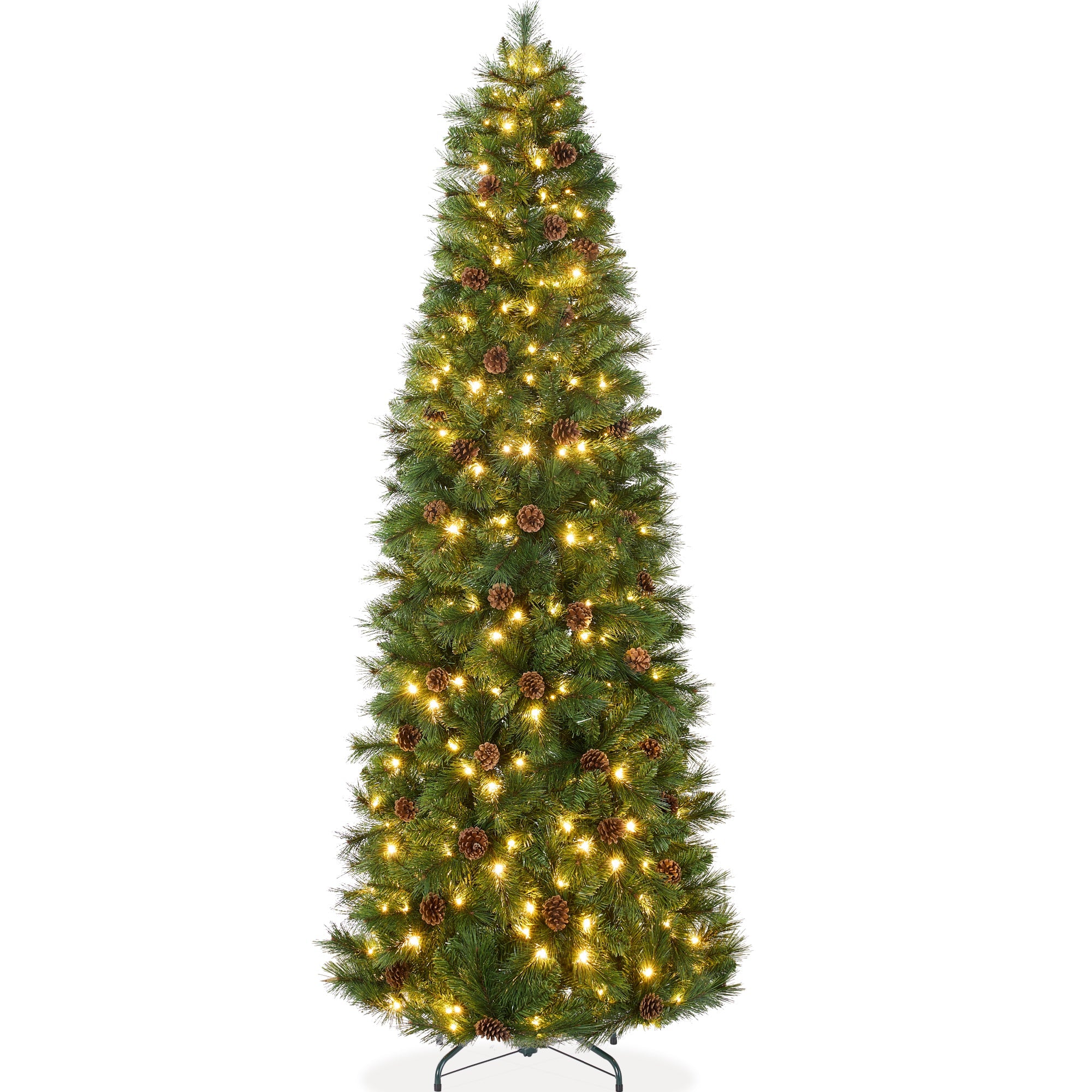 Pre-Lit Artificial Scotch Pine Pencil Christmas Tree w/ Metal Stand