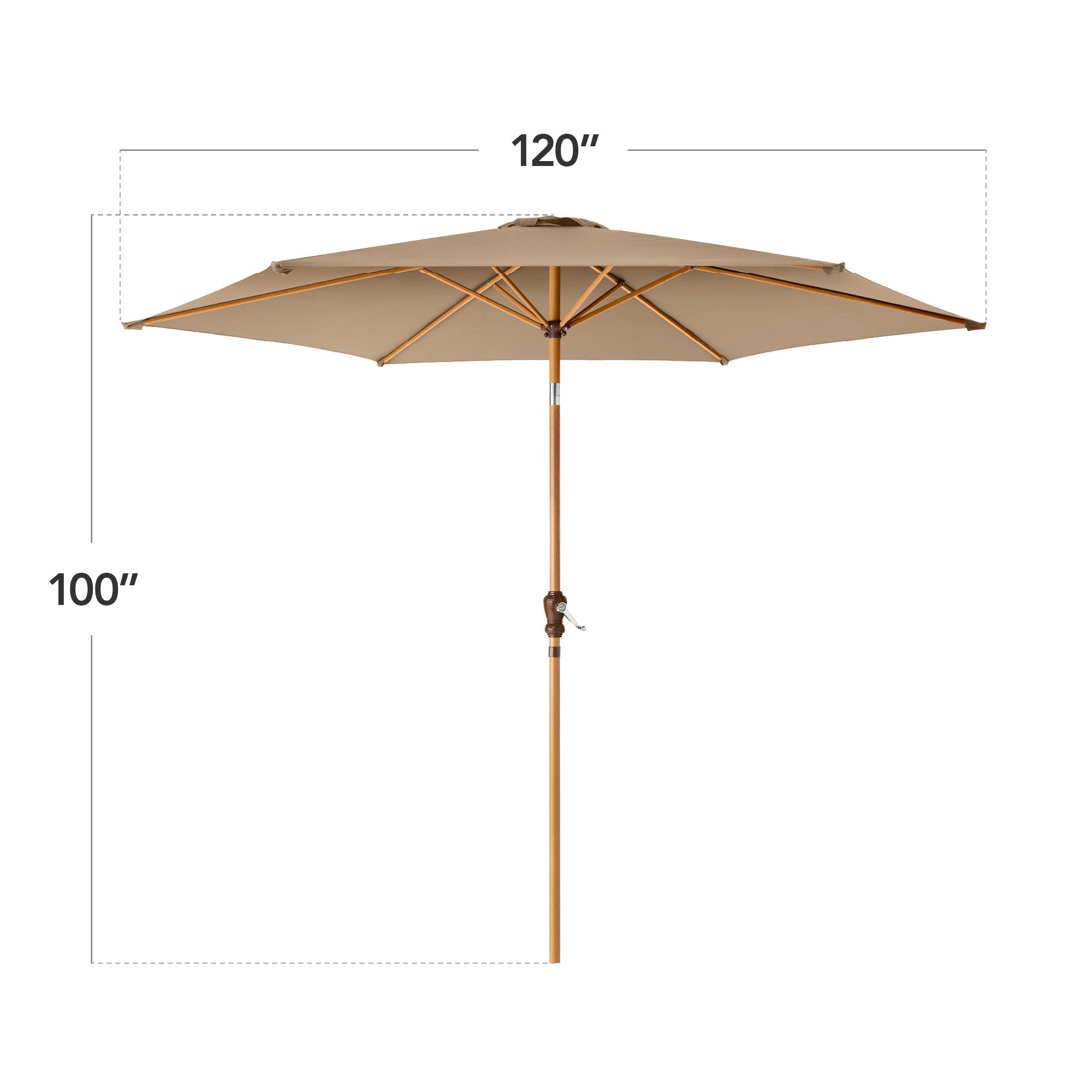 Outdoor Woodgrain Pattern Patio Umbrella Decoration w/ Tilt, Crank - 10ft