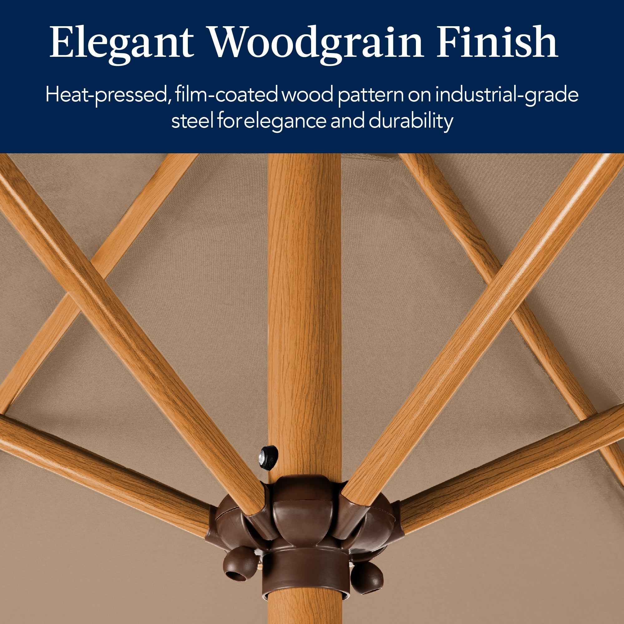 Outdoor Woodgrain Pattern Patio Umbrella Decoration w/ Tilt, Crank - 10ft