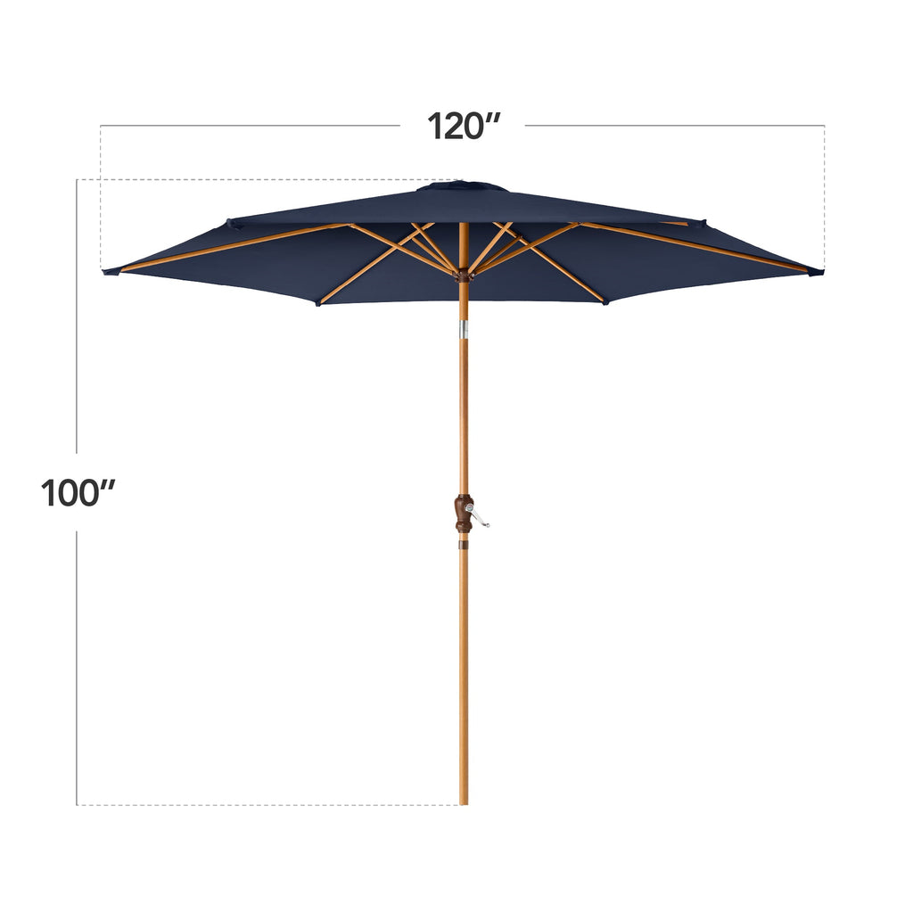 Outdoor Woodgrain Pattern Patio Umbrella Decoration w/ Tilt, Crank - 10ft