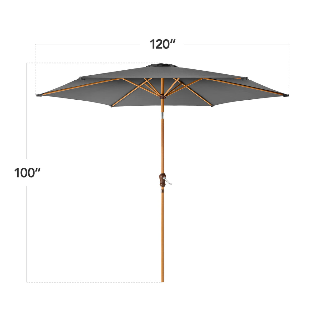 Outdoor Woodgrain Pattern Patio Umbrella Decoration w/ Tilt, Crank - 10ft