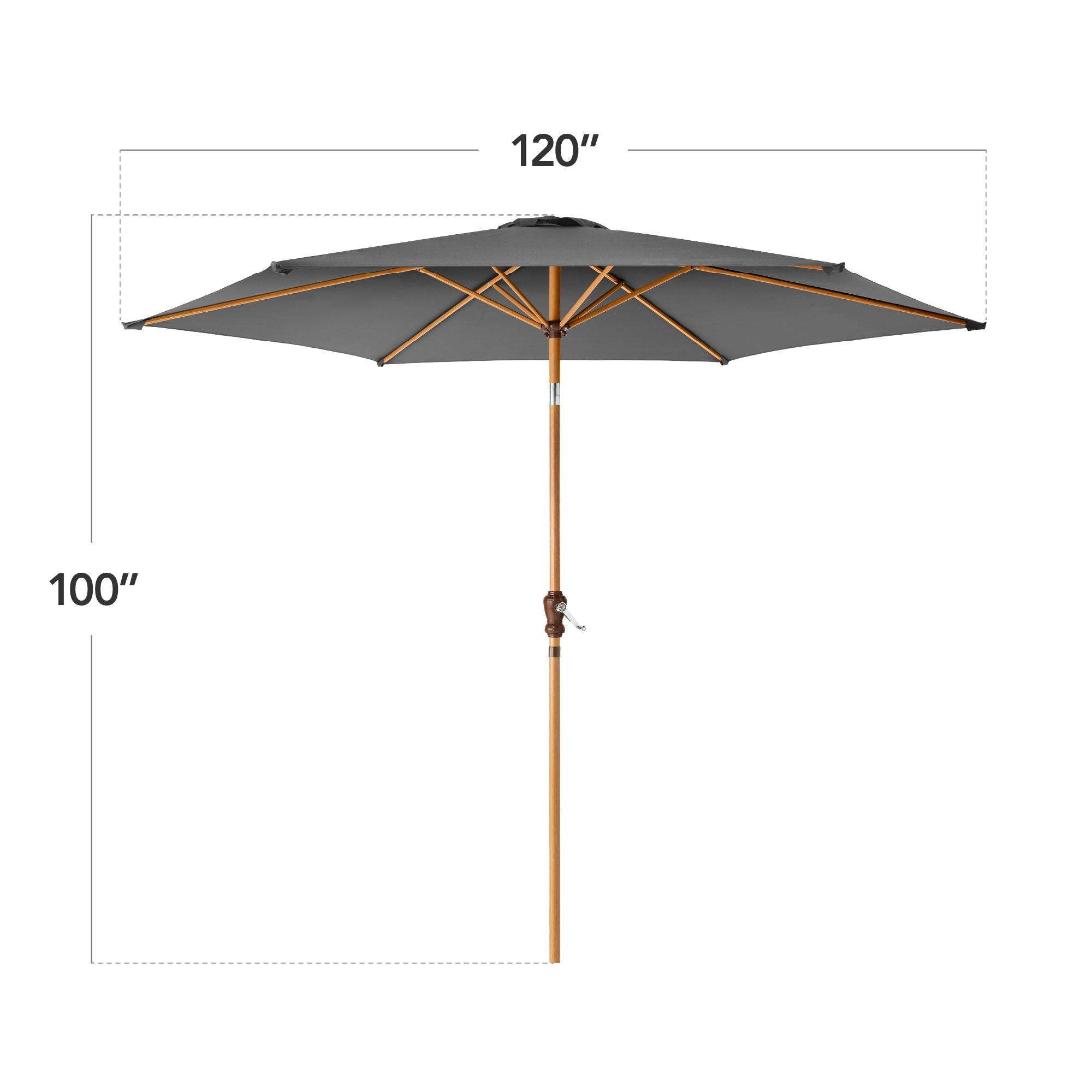 Outdoor Woodgrain Pattern Patio Umbrella Decoration w/ Tilt, Crank - 10ft