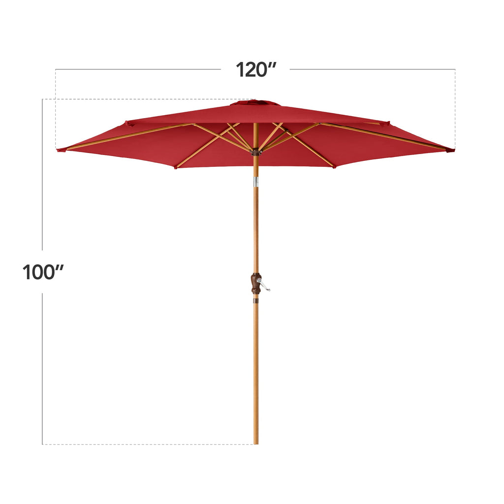 Outdoor Woodgrain Pattern Patio Umbrella Decoration w/ Tilt, Crank - 10ft