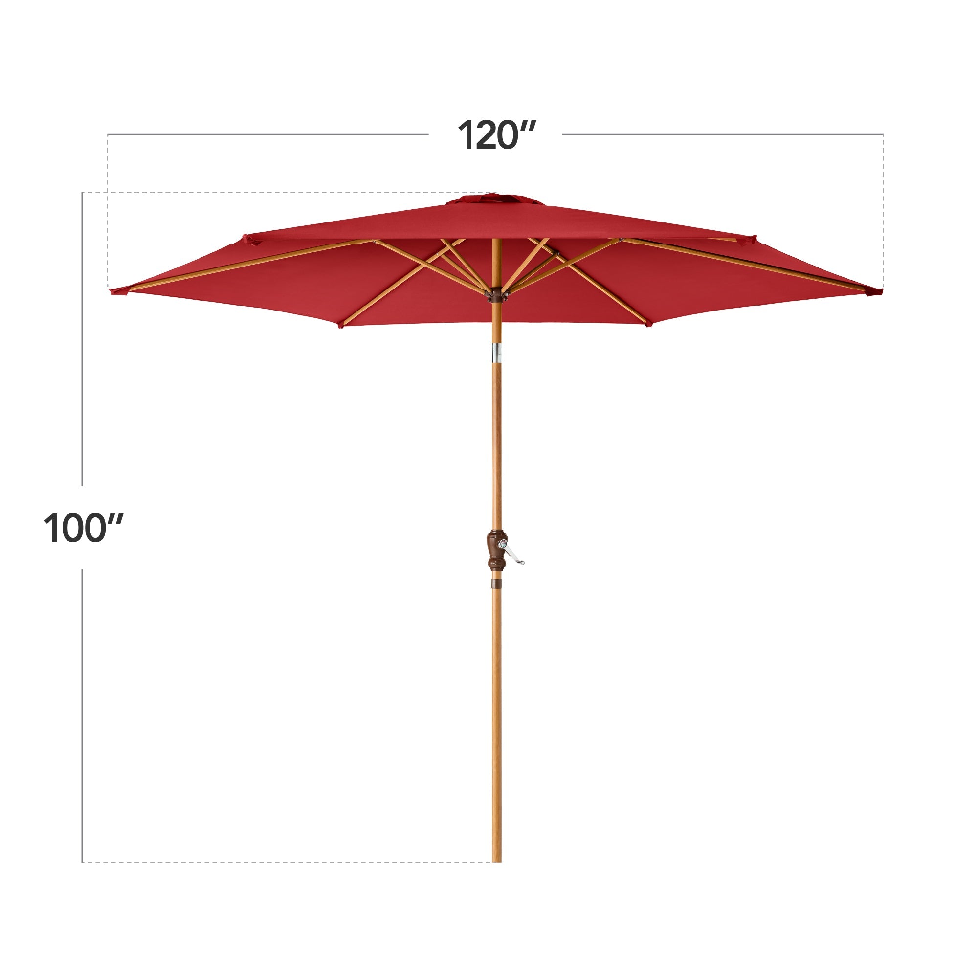 Outdoor Woodgrain Pattern Patio Umbrella Decoration w/ Tilt, Crank - 10ft