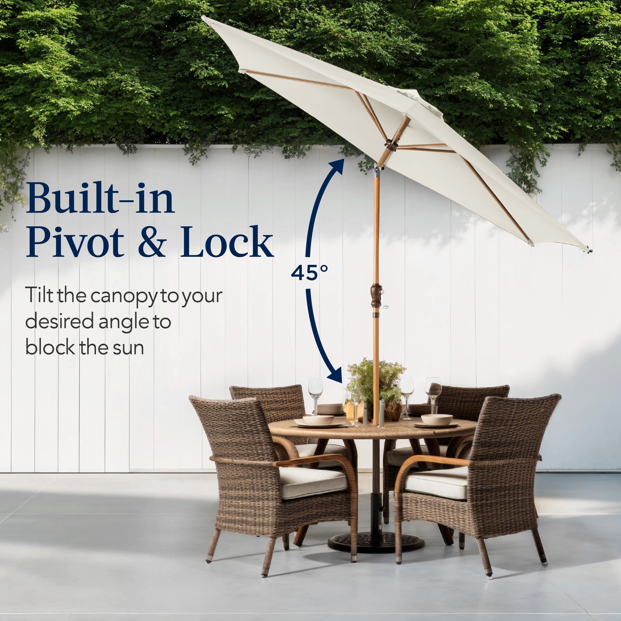 Outdoor Woodgrain Pattern Patio Umbrella Decoration w/ Tilt, Crank - 10ft