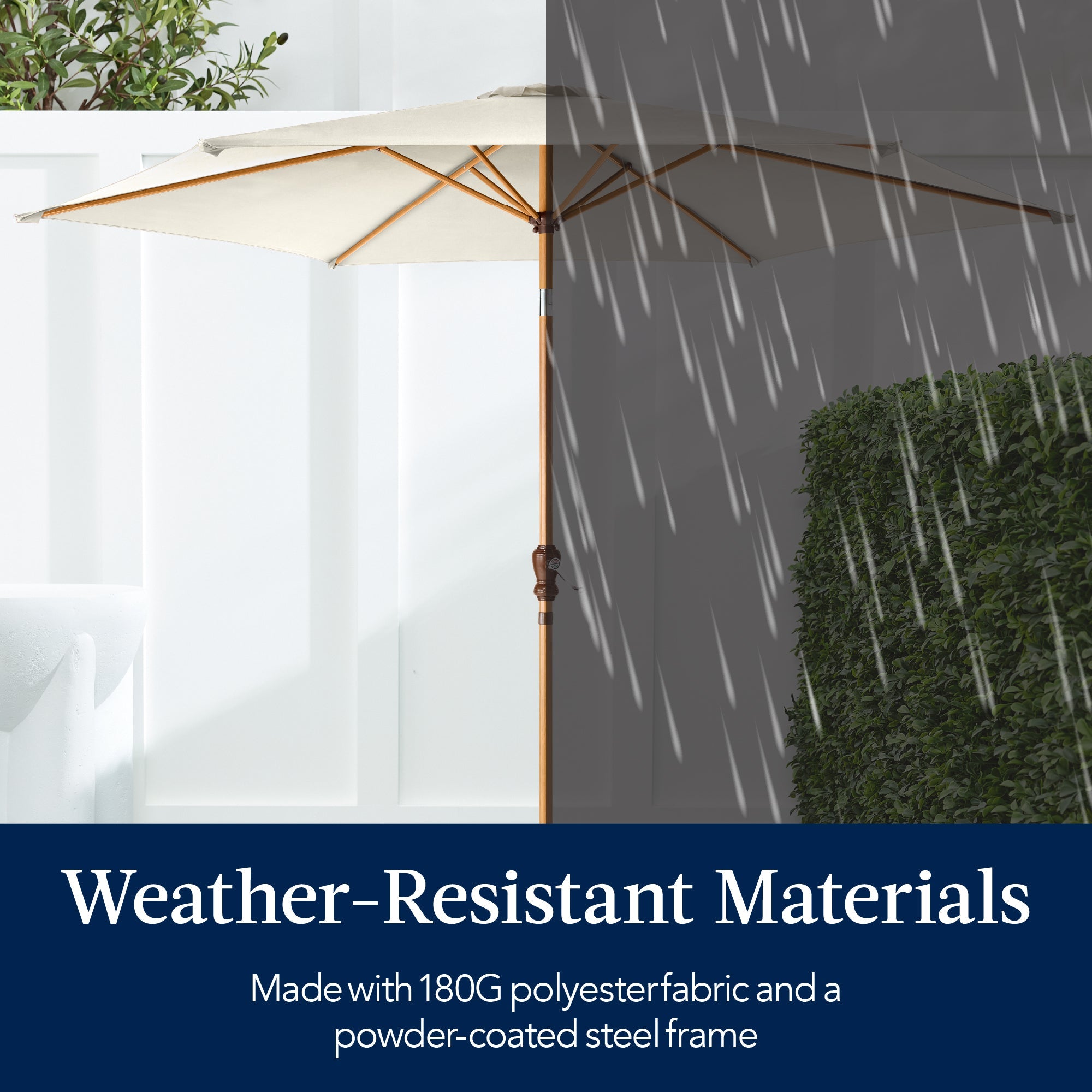 Outdoor Woodgrain Pattern Patio Umbrella Decoration w/ Tilt, Crank - 10ft