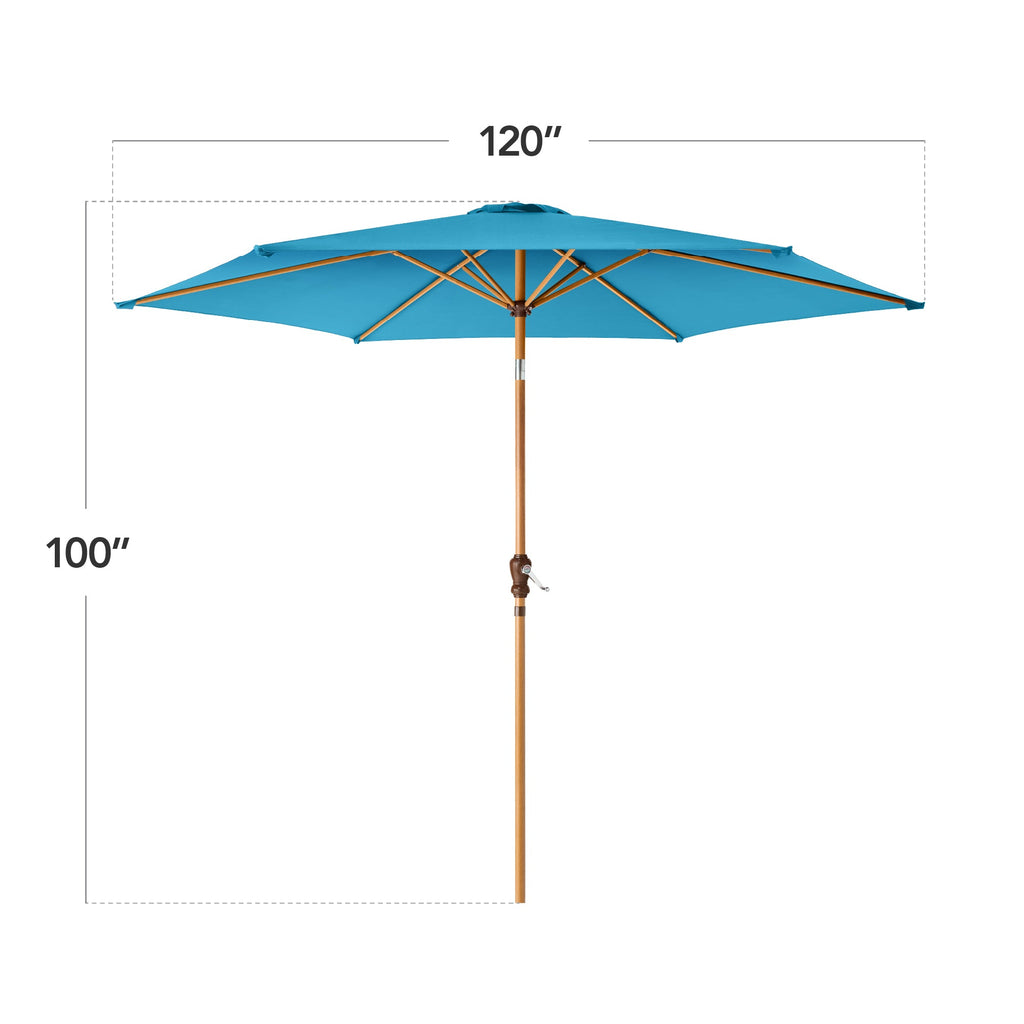 Outdoor Woodgrain Pattern Patio Umbrella Decoration w/ Tilt, Crank - 10ft