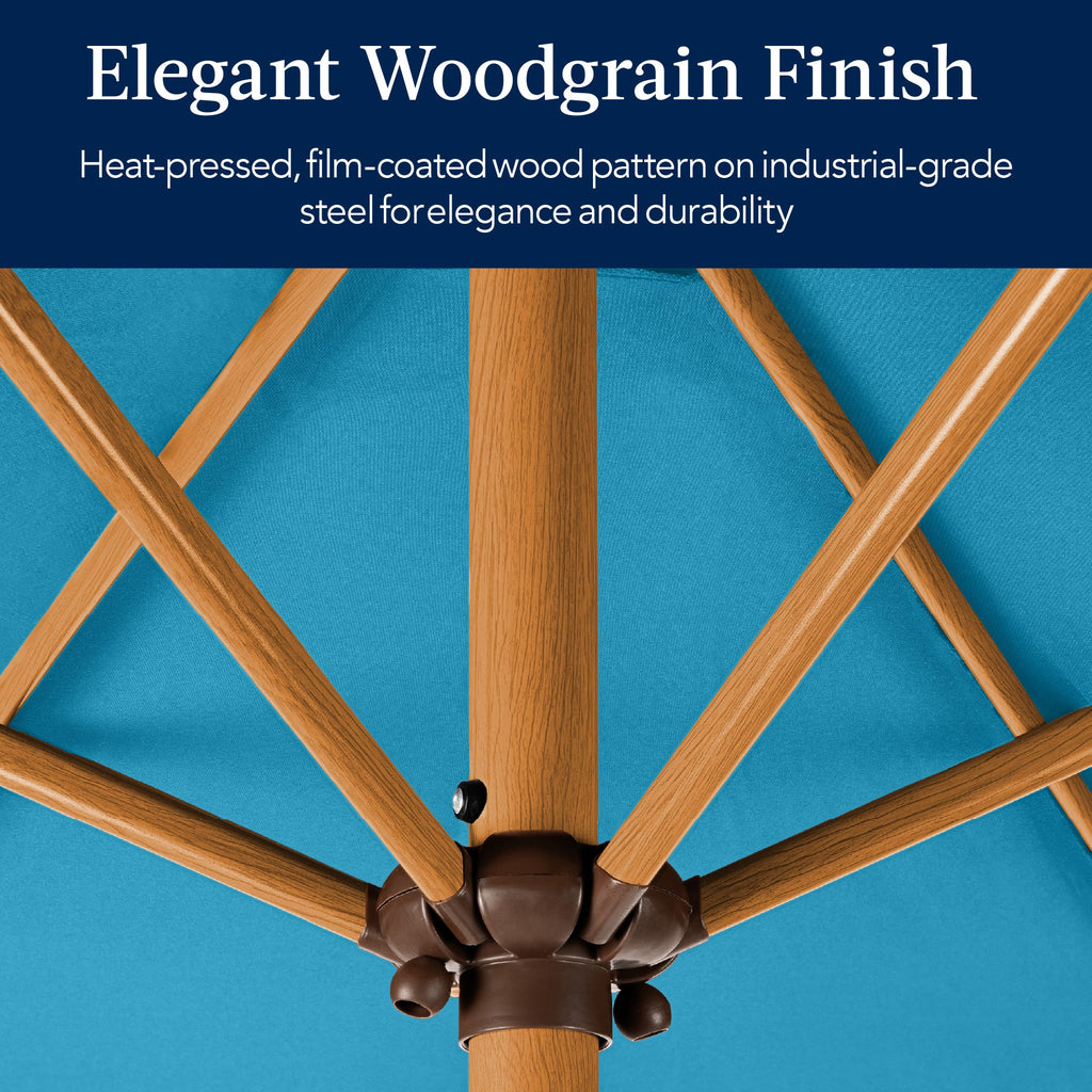 Outdoor Woodgrain Pattern Patio Umbrella Decoration w/ Tilt, Crank - 10ft